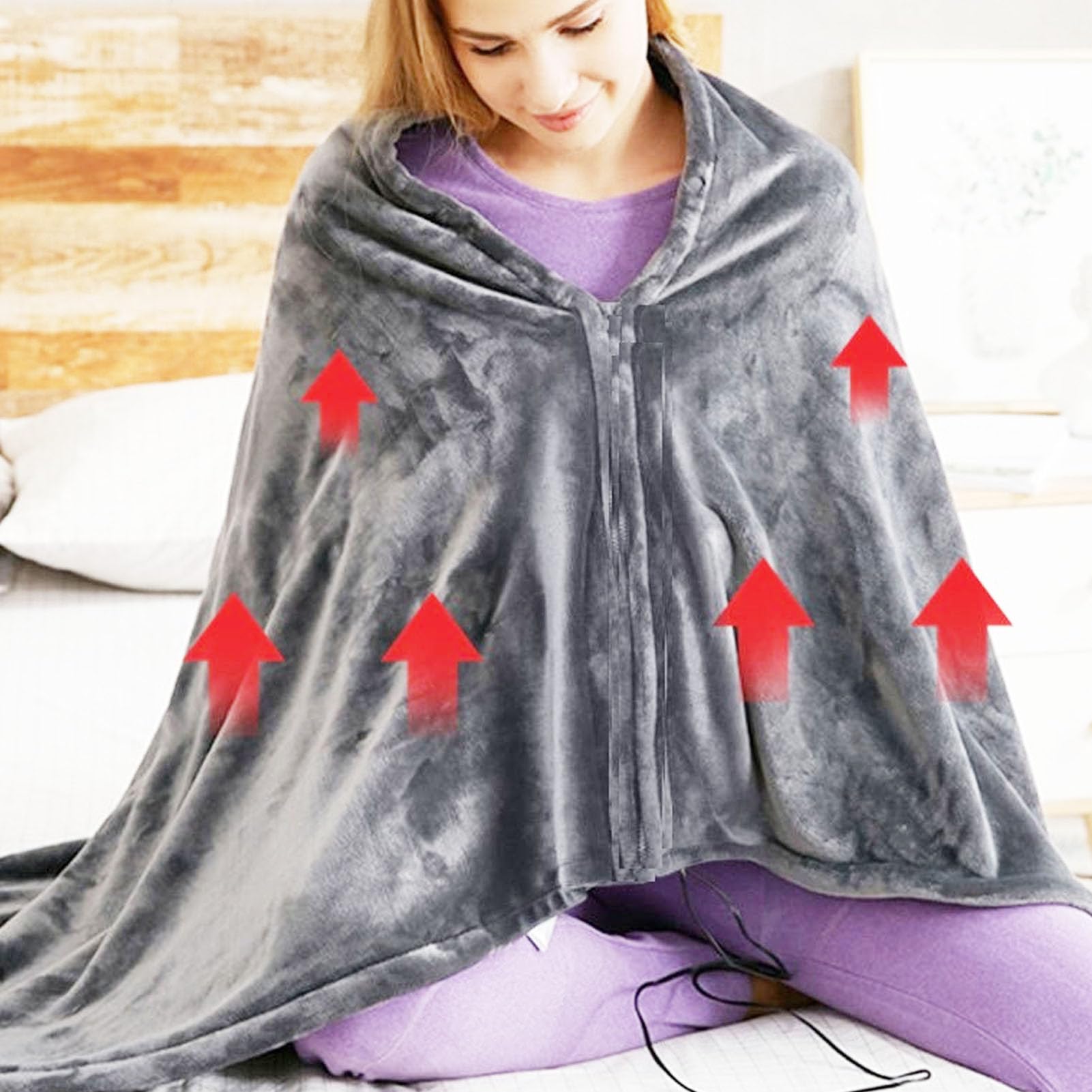 Aqur2020 Electric Warm Shawl USB Heated Warm Shawl, Lightweight Electric Shoulder Blanket with 3 Levels of Adjustable Temperature for Winter