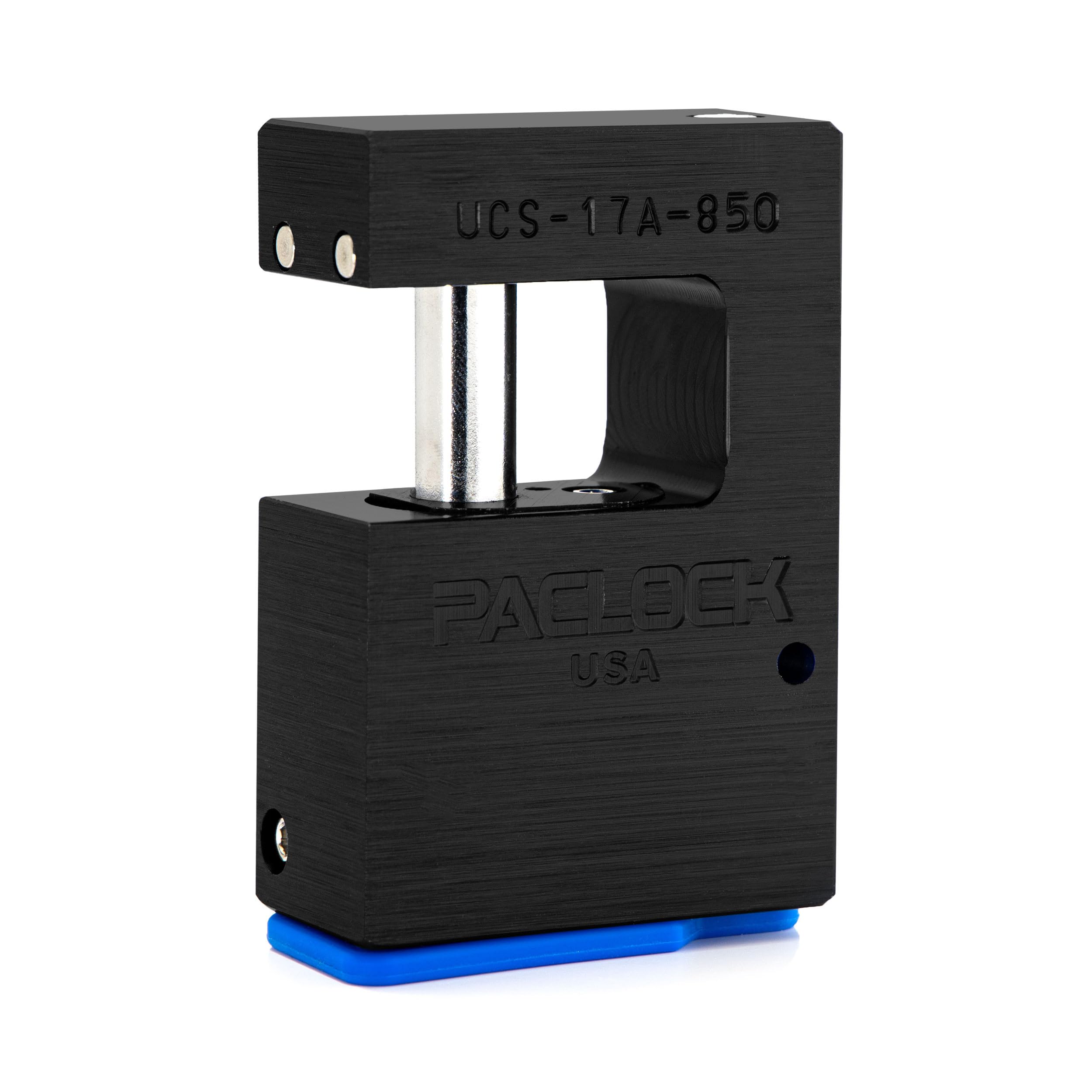 PACLOCK's 17-850-Series Block-Lock, UCS, High Performance 6-Pin Cylinder, Keyed Differently w/ 2 Keys, Black Anodized Aluminum