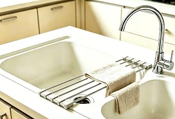 Ahyuan Roll up Dish Drying Rack Over The Sink Kitchen Roll up Sink Drying Rack Portable Dish Drainer Foldable Dish Drying Rack Warm Gray, 17.8X3.7