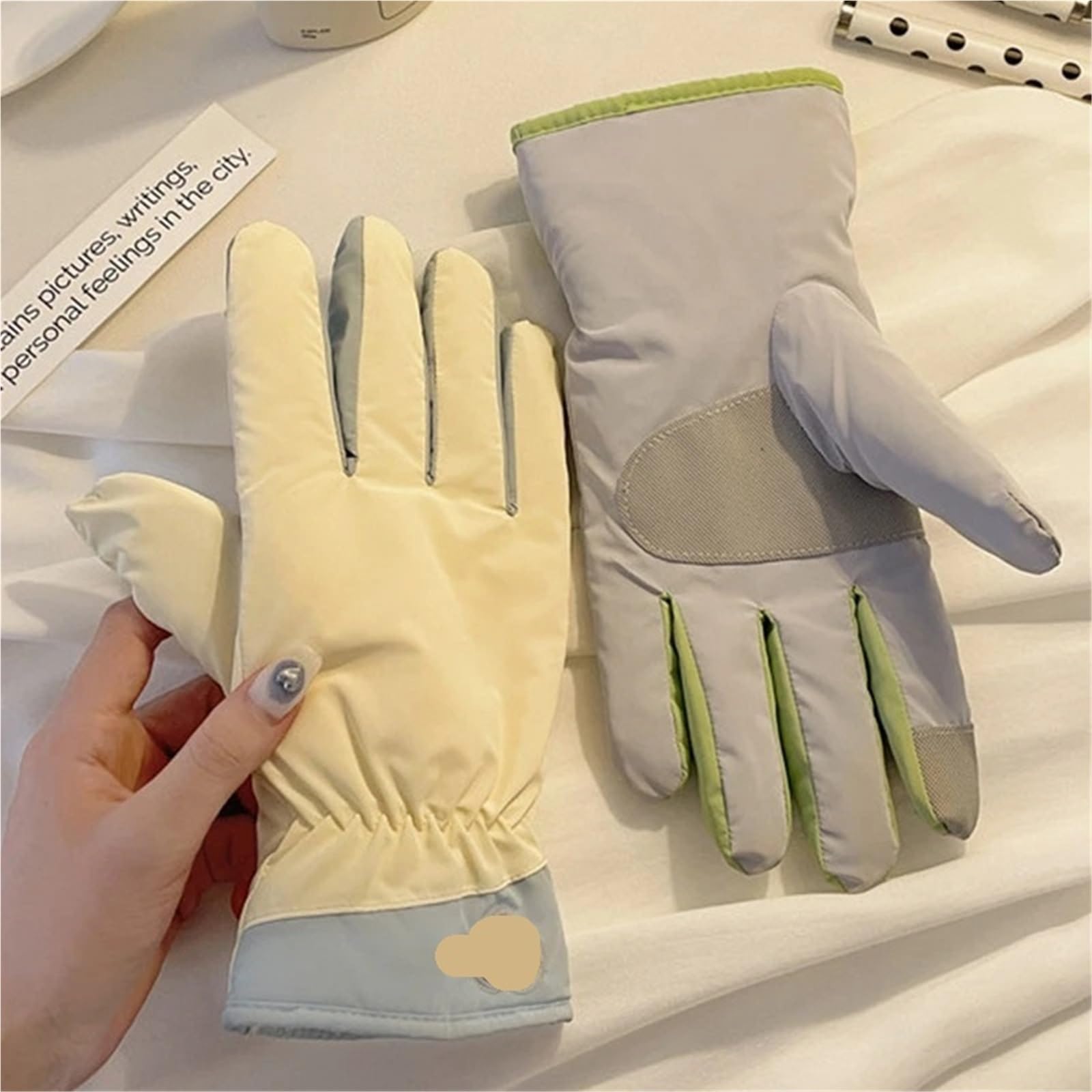 Guantes Ecuestres con Forro Polar Guantes de Snowboard cálidos Invierno, Resistentes al Viento, for Ciclismo Deportivo para EquitacióN