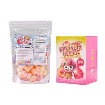 Gummy Glow 12 Oz Fruity Bear Wax Candy with Peelable Peach Gummy