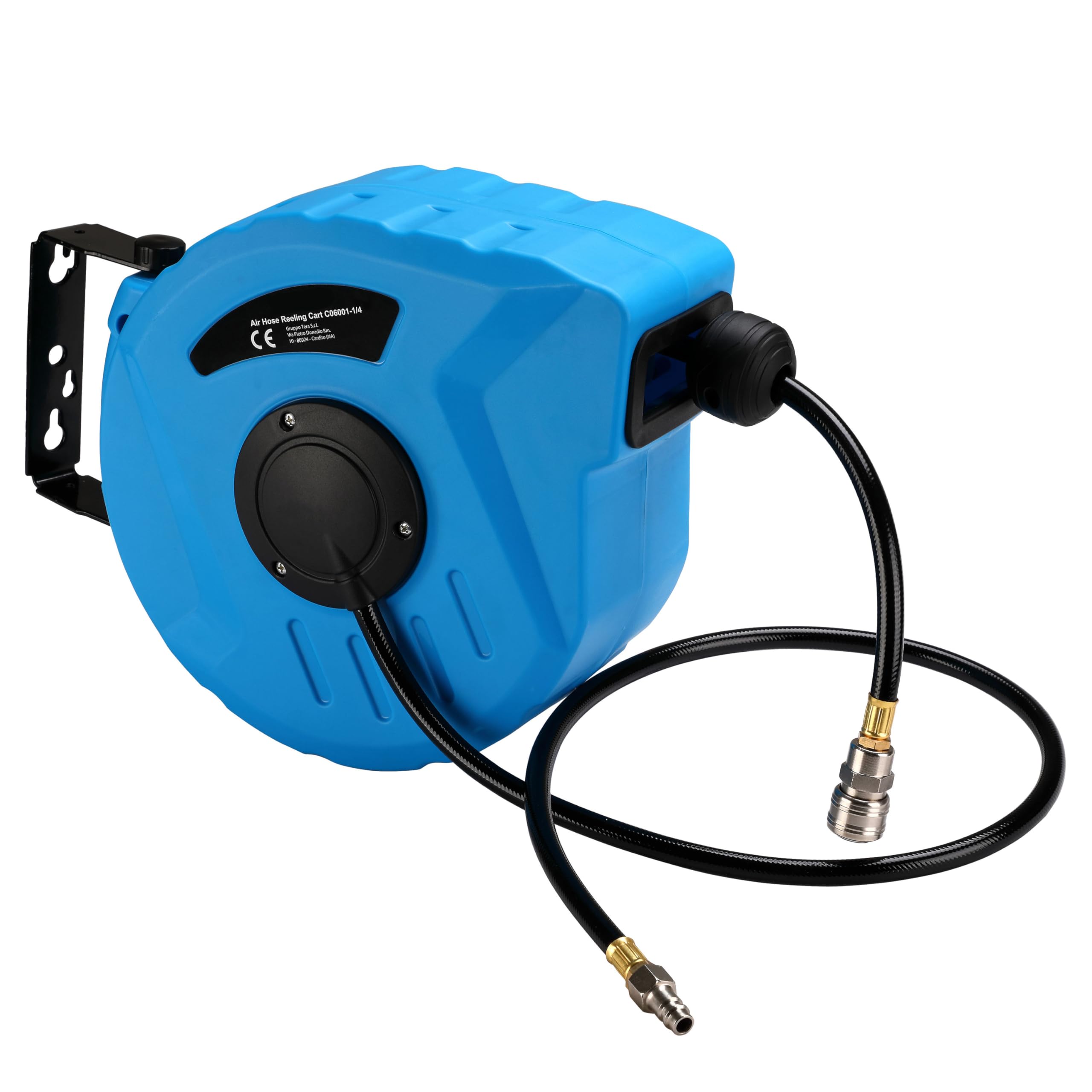 A.M.C. Enrouleur de tuyau d'air comprimé avec tuyau professionnel, raccord 1/4", fixation murale, système de verrouillage automatique, enrouleur automatique, accessoire compresseur, gain de place