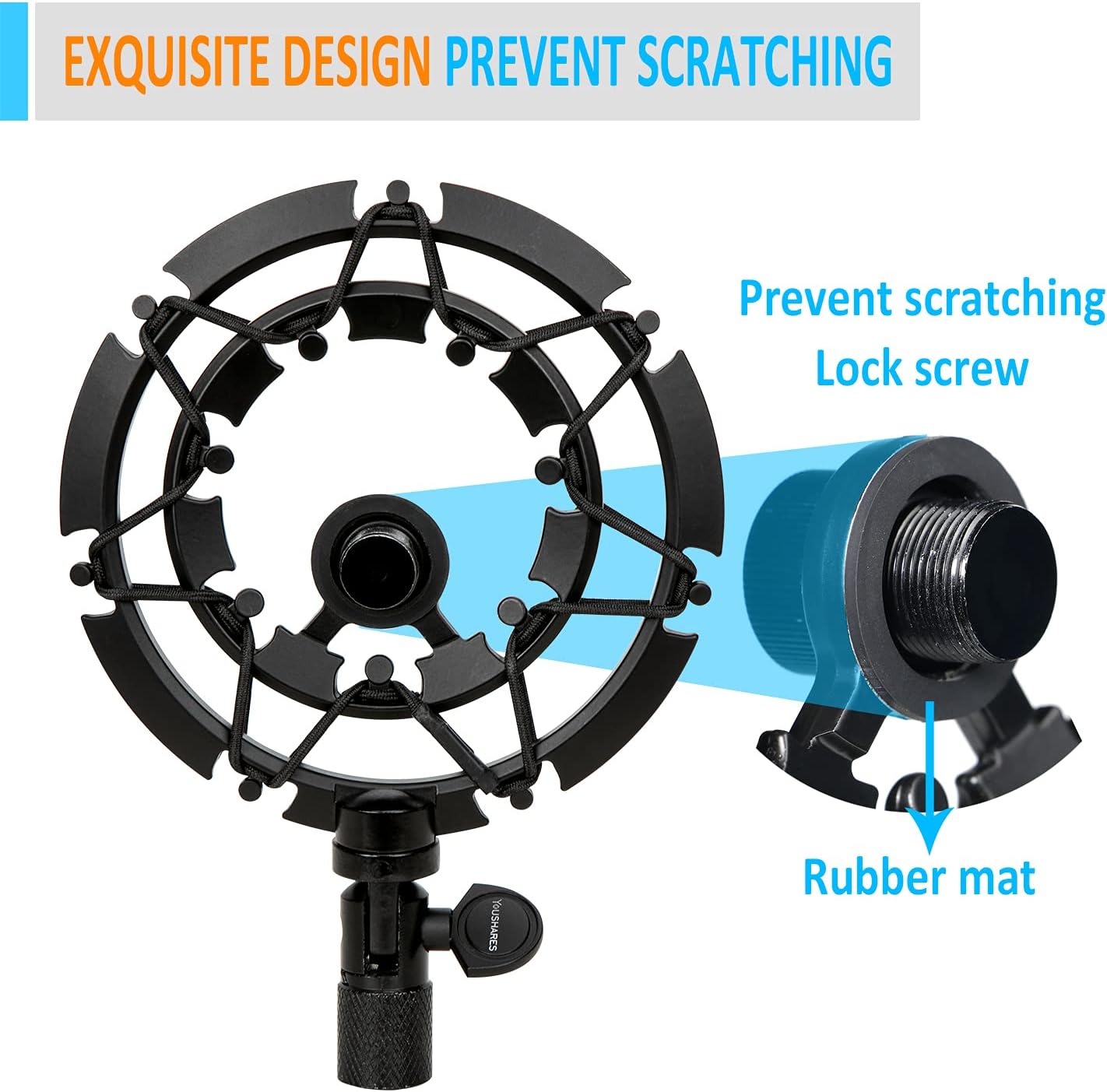 Youshares Blue Yeti Shock Mount with Foam Windscreen, Alloy Shockmount Reduces Vibration, Compatible for Yeti Microphones