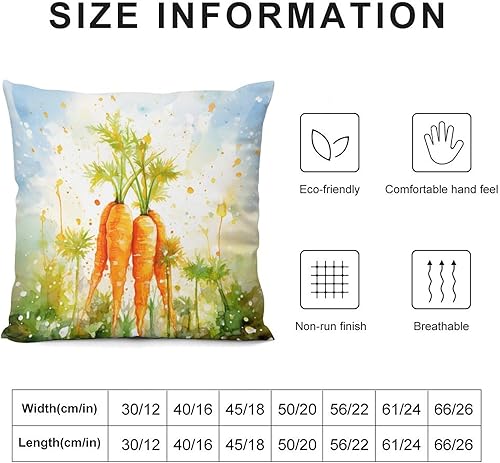 Miniatura 3 de Fundas de cojín cuadradas con diseño de acuarela de zanahorias en el sol, 24 x 24 pulgadas, diseño de zanahoria, Pascua, granja, decoración para el