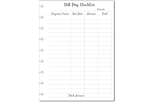 The Happy Planner Hourly Planner Insertions Monthly Budget Forms Bill Pay Checklist