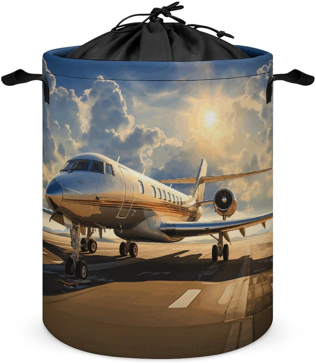 Private Plane Laundry Basket Collapsible Clothes Hamper with Reinforced Handles Large Capacity Waterproof Laundry Bag Freestanding Laundry Hamper for Bedroom Bathroom