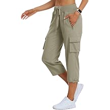 MoFiz Womens Cargo Capris Hiking Pants Lightweight Quick Dry Outdoor Athletic Travel Casual Loose Comfy Cute Zipper Pockets