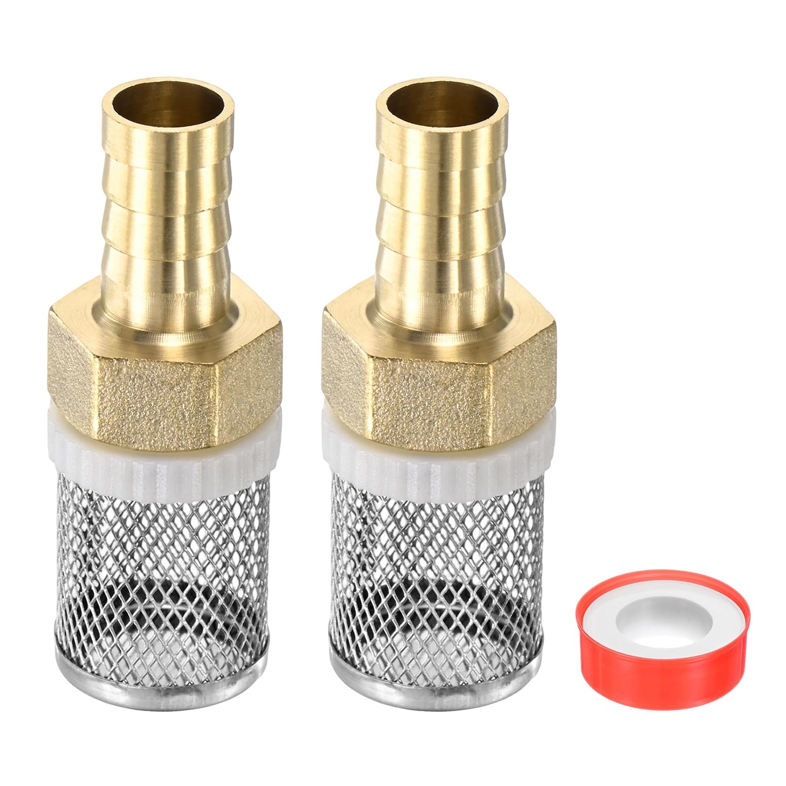 M METERXITY 1-Set 14mm Filter Copper Tube Joint, Stainless Steel Inline Strainers Filter Copper Tube Joint Hose Connections with 1 Sealing Tape for Garden/Swimming Pool/Fish Tank Filters