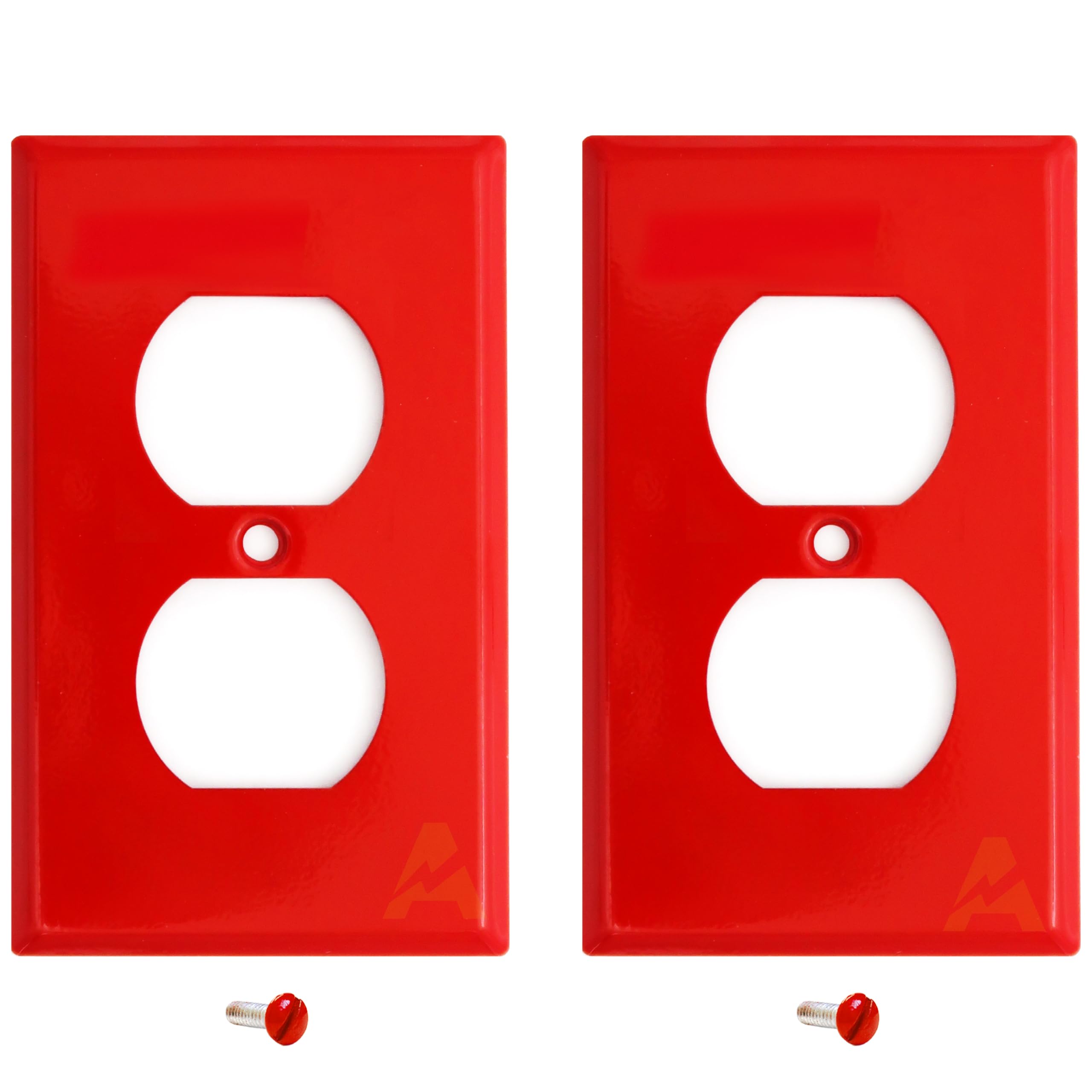 2 Pack Red Metal Duplex Receptacle Covers - Highly Visible Red Duplex Outlet Covers, 1-Gang Standard Size, For Hospitals Or Emergency Locations, Heavy
