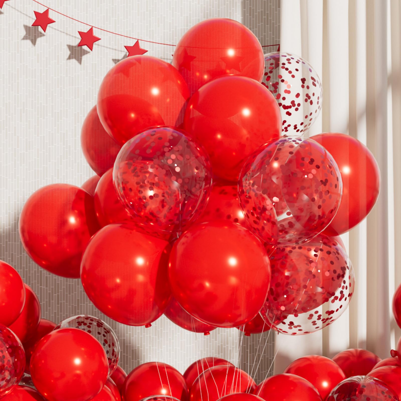 RainbowQ Party 55PCS Red Balloons with Confetti, 12 Inch Latex Balloon Helium for Anniversary Birthday Wedding Graduation Party Decorations — image 1