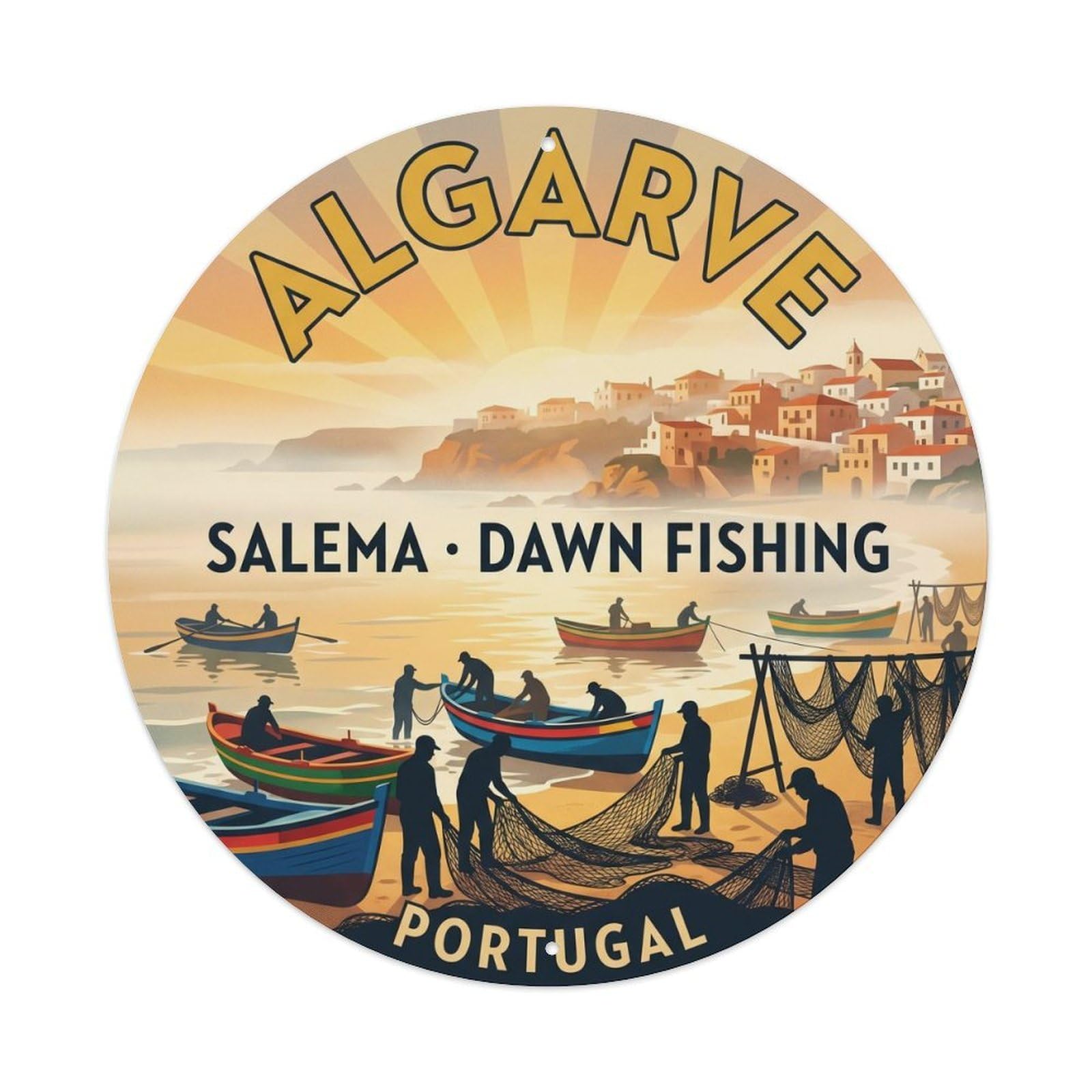 Olhnbad 08X08inch Style Artful Portugal Algarve Coast Heritage Travel Art Metal Tin Sign