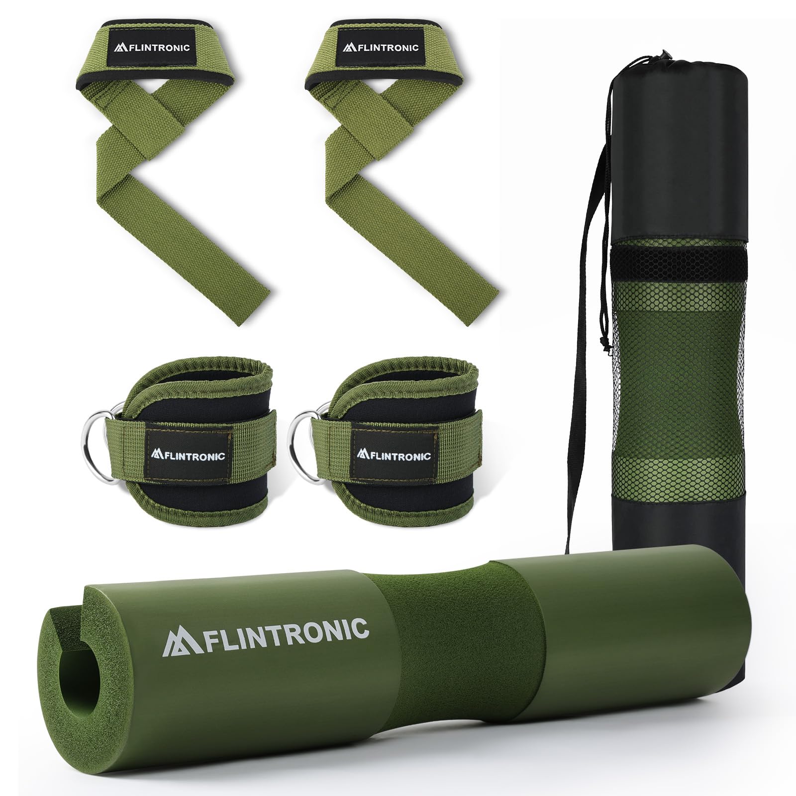 Flintronic 9Pcs Barbell Squat Pad, Hip Thrust Barbell Pad, Thick Foam Barbell Pad, for Hip Thrusts Squats Weight Lifting, Provides Cushion to Hip Neck Shoulder, Green