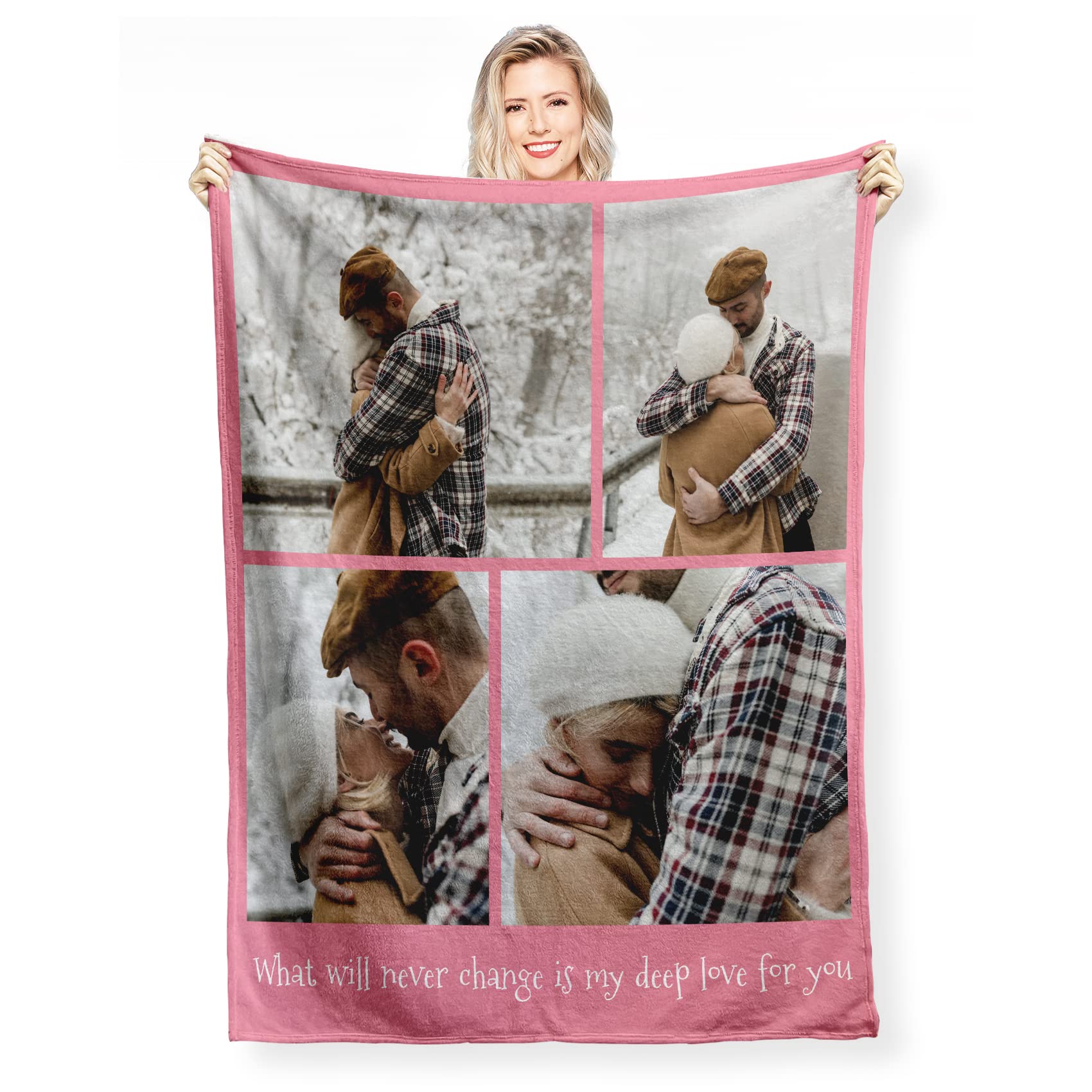 Dzwsz 4 Photos Personalised Photo Blanket, Baby Blanket, Custom Blanket With 1-9 Photo Collages, Throw Blanket, Christmas Halloween Blankets For Sofas, Personalised Gifts Daughter Blanket From Mum