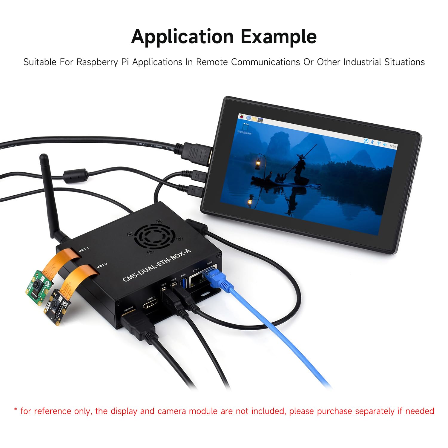 Waveshare Gigabit / 2.5G Dual Ethernet Base Board with Metal Case For Raspberry Pi CM5. Dual RJ45 Ethernet Ports, Supports Dual 4K Display Outputs And Dual MIPI Interfaces, Onboard 40Pin GPIO Header