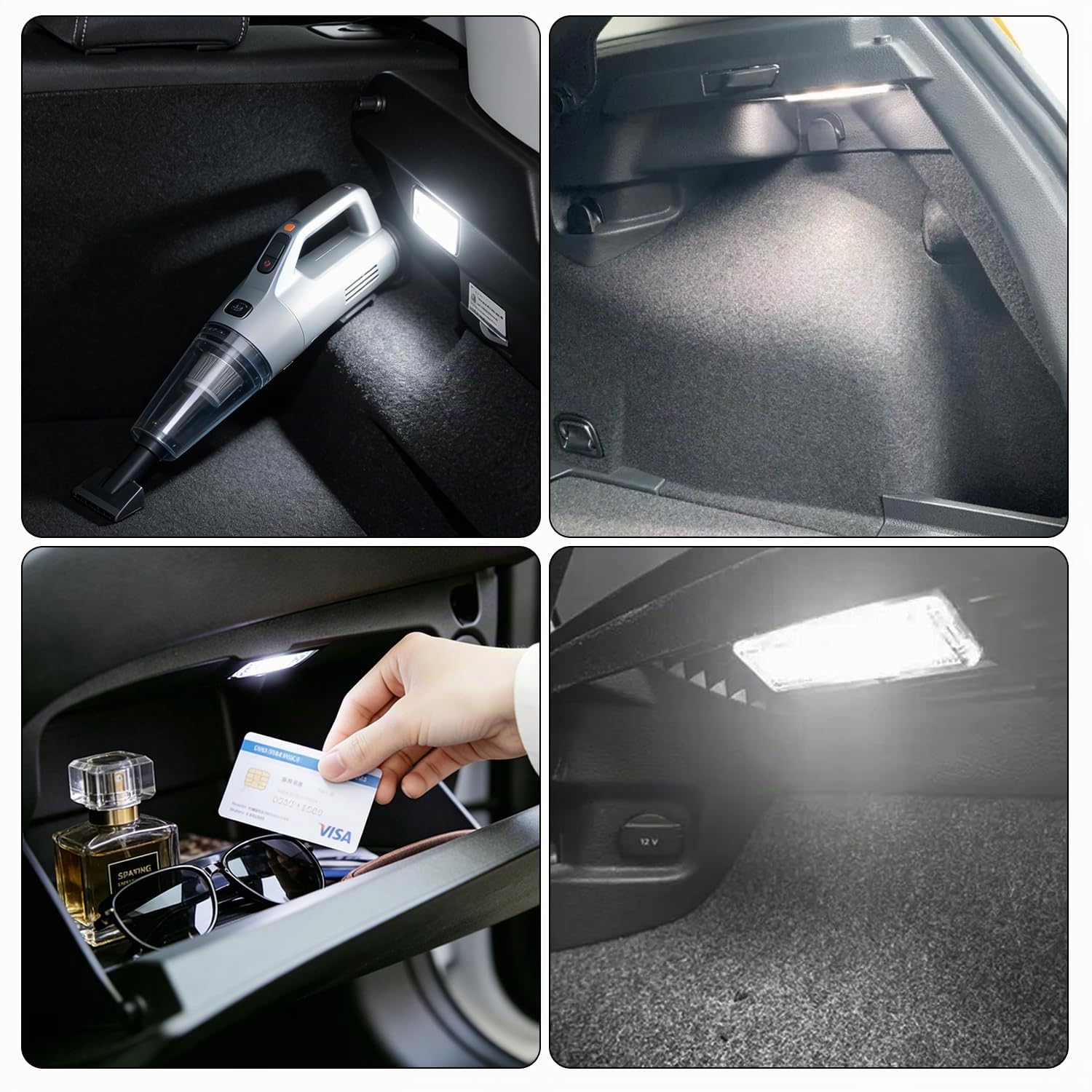 Luces LED para el Interior del Maletero, Luces para la Guantera, Compatibles con VW Golf MK4/5/6/7 Jetta Passat B6/7/8 CC S-cirocco Tiguan Seat Leon, etc., 2 modelos B, 24 mm de Profundidad