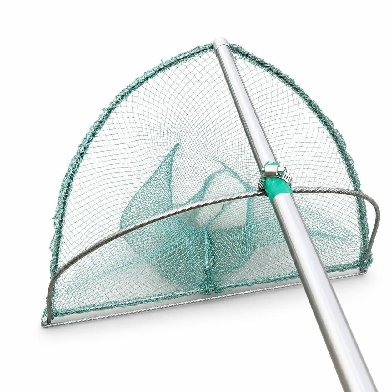 Épuisette Pêche Manuel Métal Pliable, Construction métal Plastique, entièrement enveloppée, Usage Manuel, mi-enveloppée, pour la pêche, Demi-enveloppe, Grande Maille, 90 cm