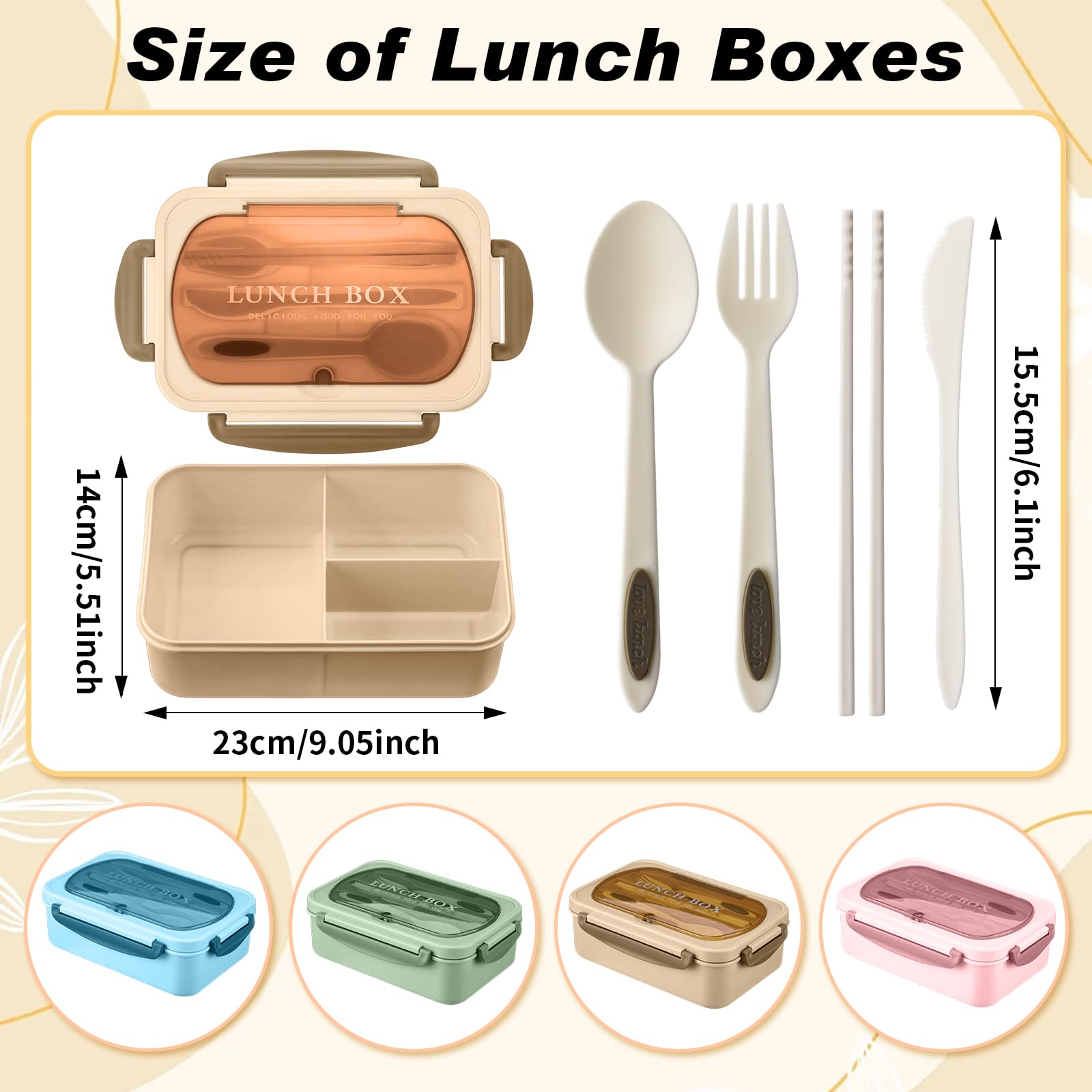 LemonRoad Große Bento-Lunchbox für Erwachsene mit Taschen, 1,2 l, 3 Fächer, auslaufsicher, Lunchbox mit Utensilien, wiederverwendbarer Lebensmittelbehälter für Mittagessen, Abendessen, Obst