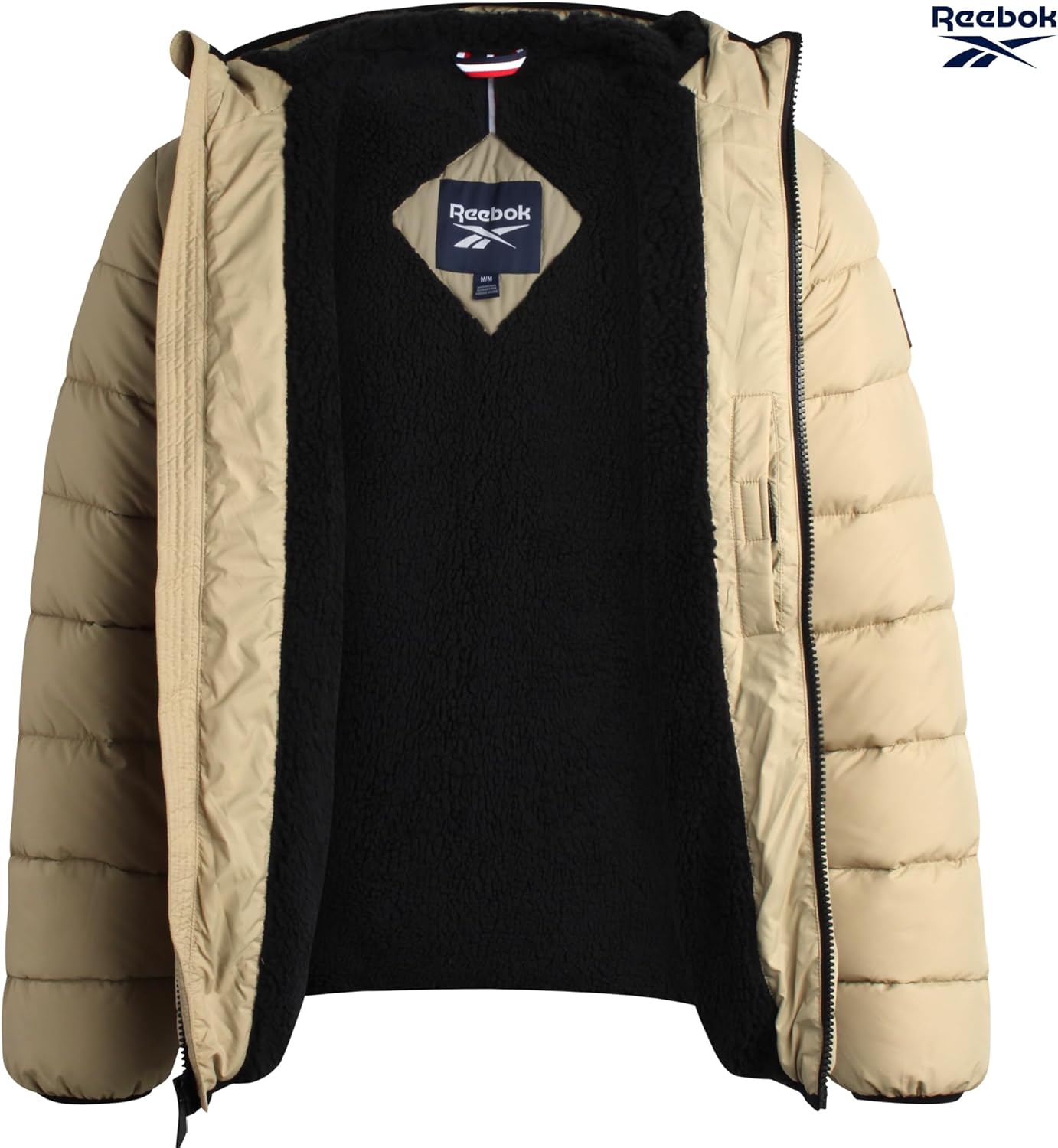 Reebok Mens Winter Jacket - Heavyweight Sherpa Lined Puffer Parka Mens Winter Coat - Insulated Quilted Ski Jacket for Men