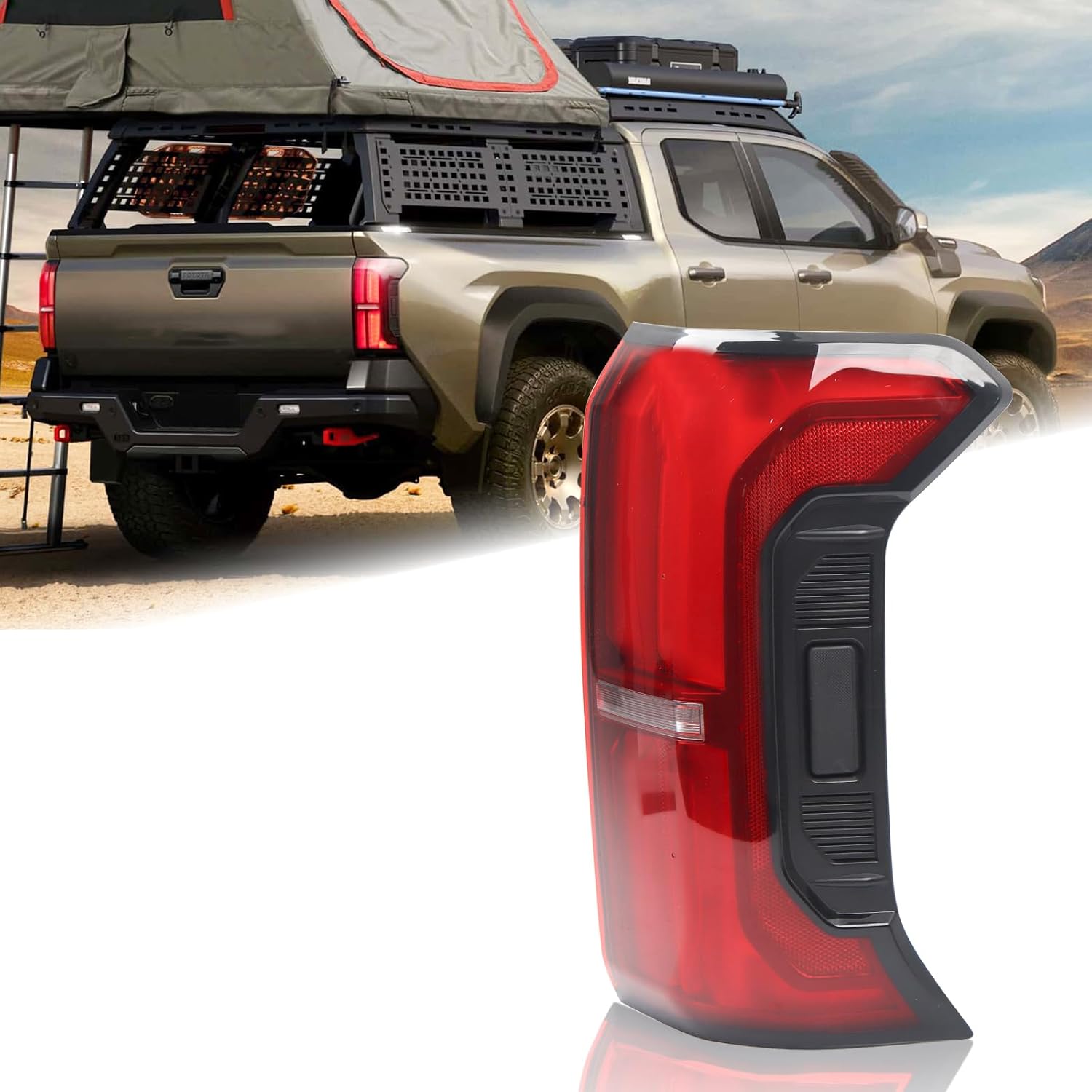 RH 81560-AK050 W/Tailgate Switch Tail Light Fit for 2024 2025 Toyota Tacoma TRD PRO/SPORT/OFF ROAD/TRAILHUNTER Brake Lamp LED Rear Lamp Assembly Right Passenger Door-power Type W/o Side Light