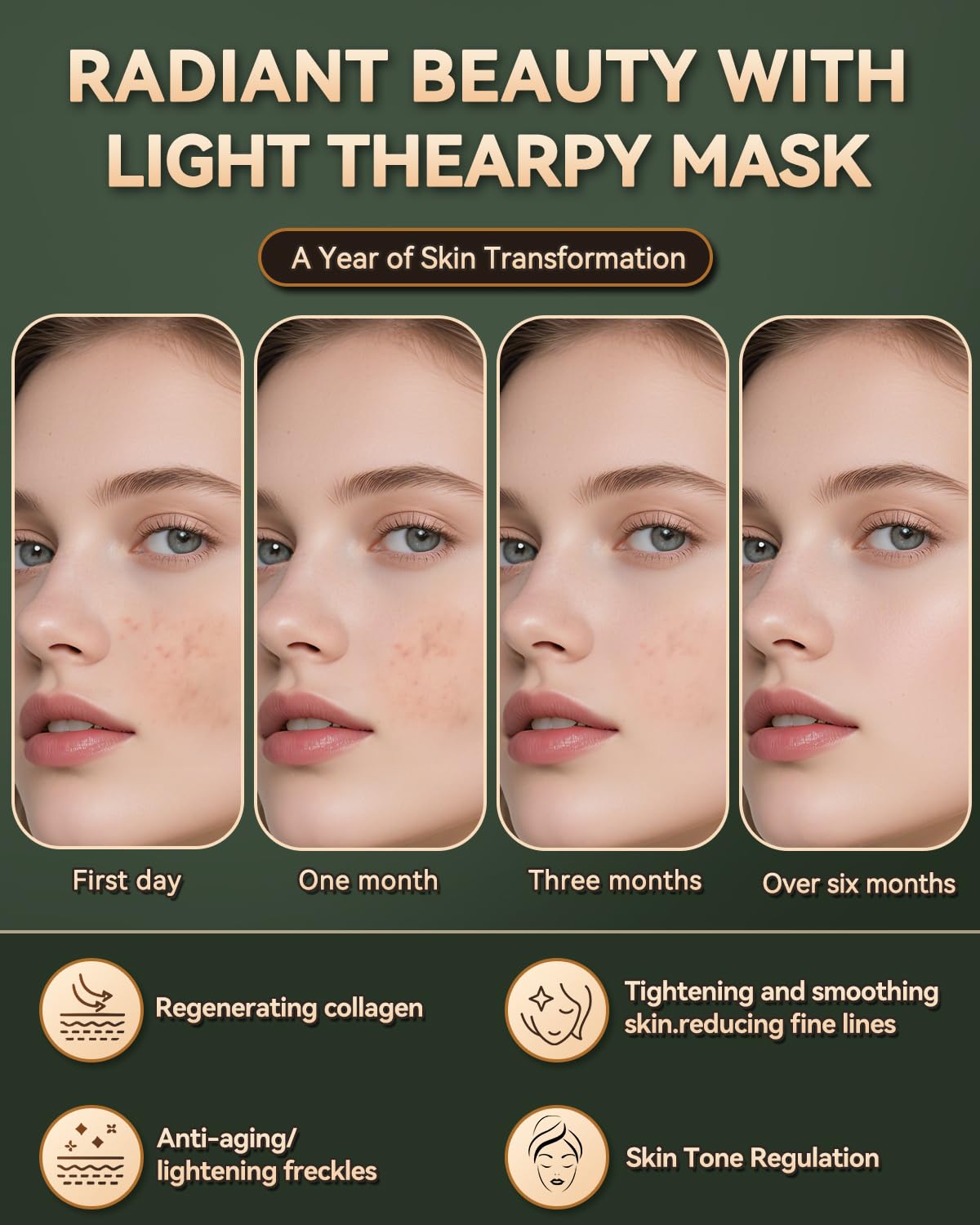 LED Maske Gesicht & Hals, Gesichtsmaske Lichttherapie mit 7 Modi, 608 Perlen Red Light Therapy Face Mask, 855nm NIR, Aufladbar Rotlicht Gesichtsmaske 3000 mAh, Verstellbare Bänder für Hause