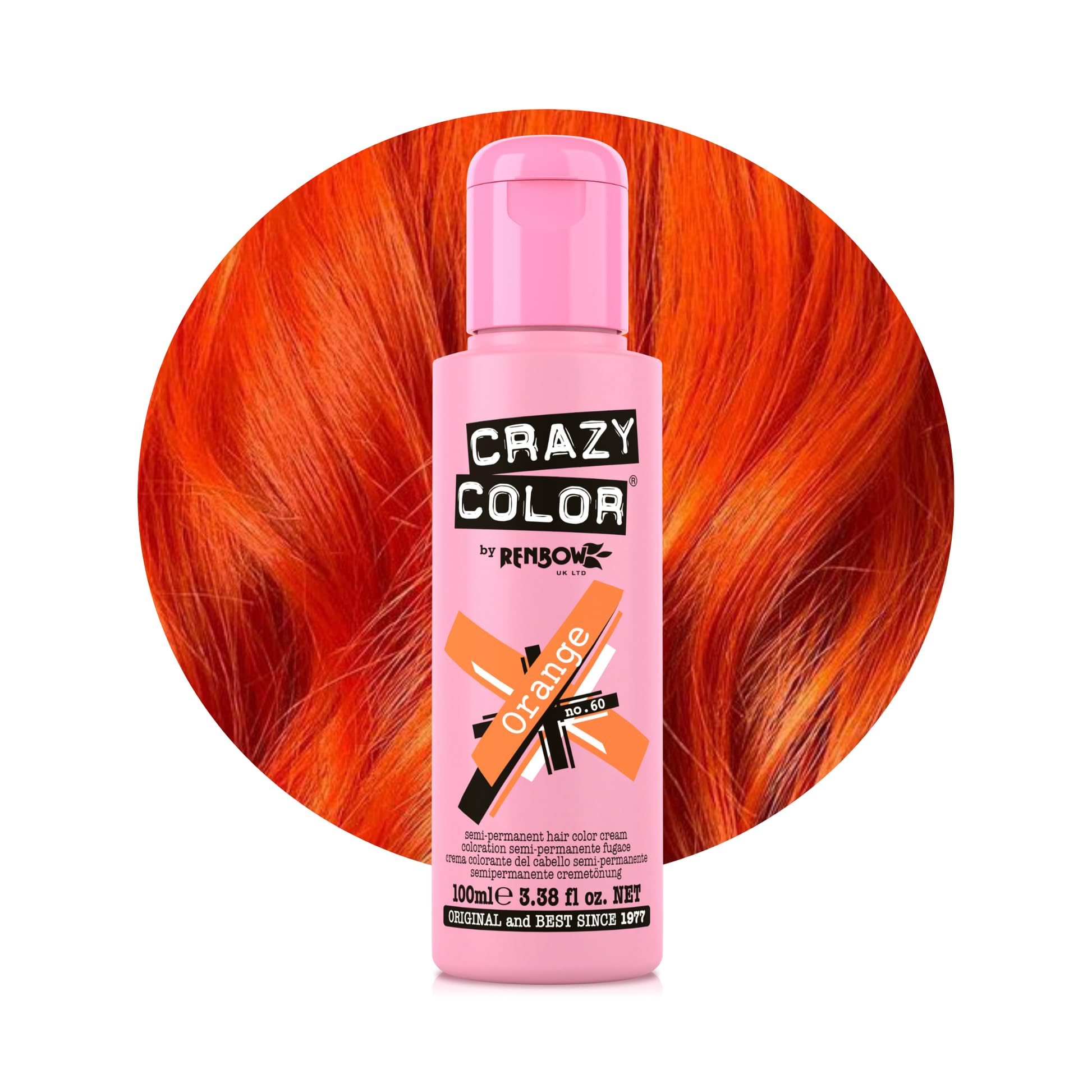Renbow Crazy Color Semi Permanent Hair Color Cream Orange No.60 100ml