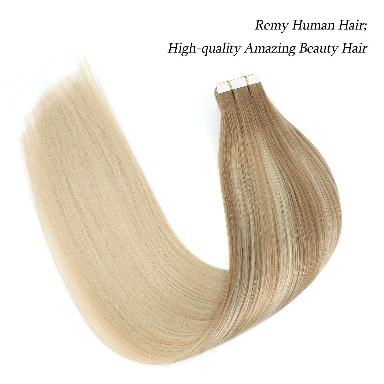 ABH AmazingBeauty Hair Sunlights Balayage Hair Extensions Tape ins, Double Sided Real Remy Human Hair Skin Weft, Invisible - Image 3
