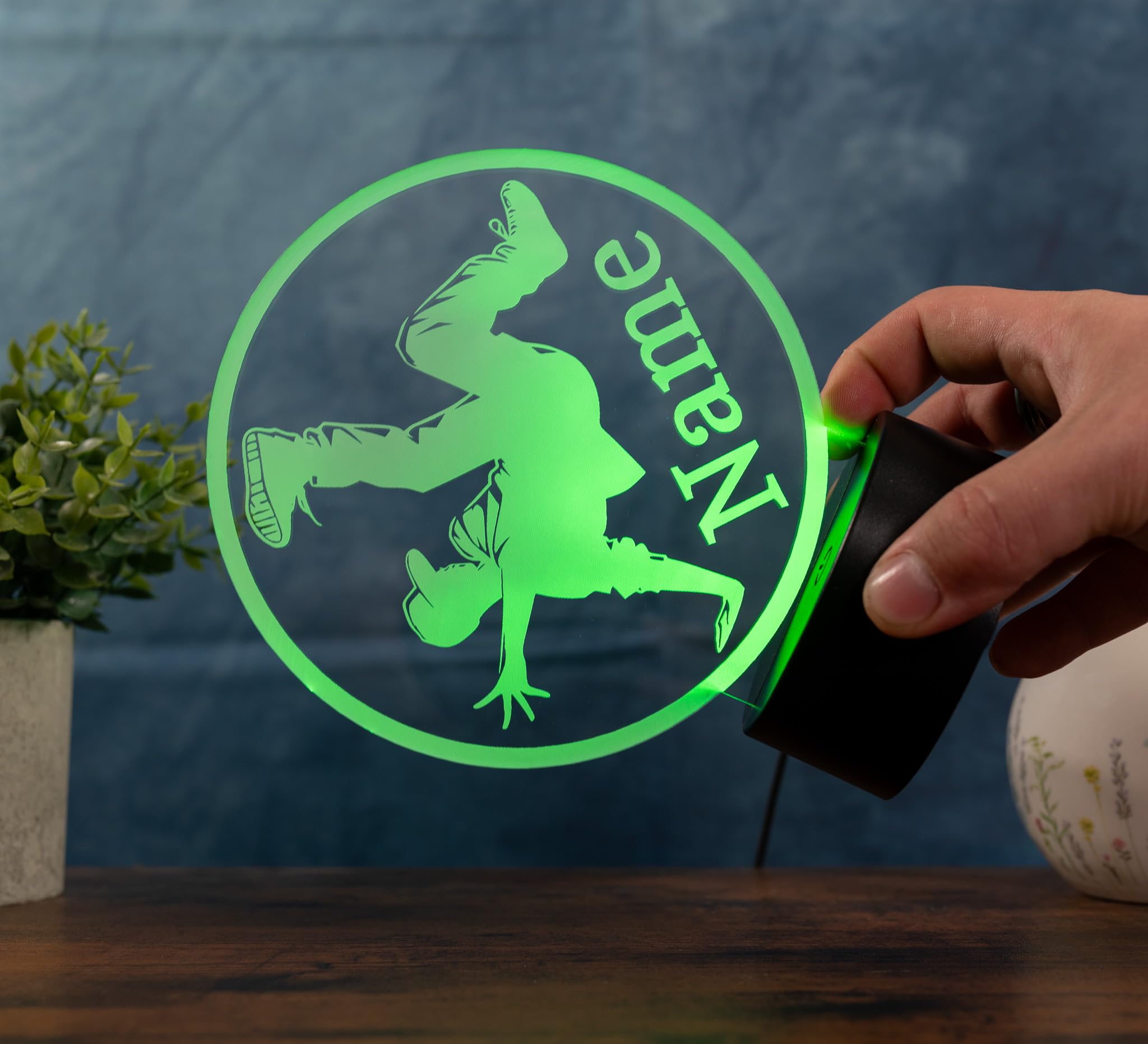 Lampada Breakdance personalizzata, luce notturna a LED con nome, decorazione hip hop e regalo per ballerini, lampada da danza per cameretta dei bambini, soggiorno e appassionati di danza