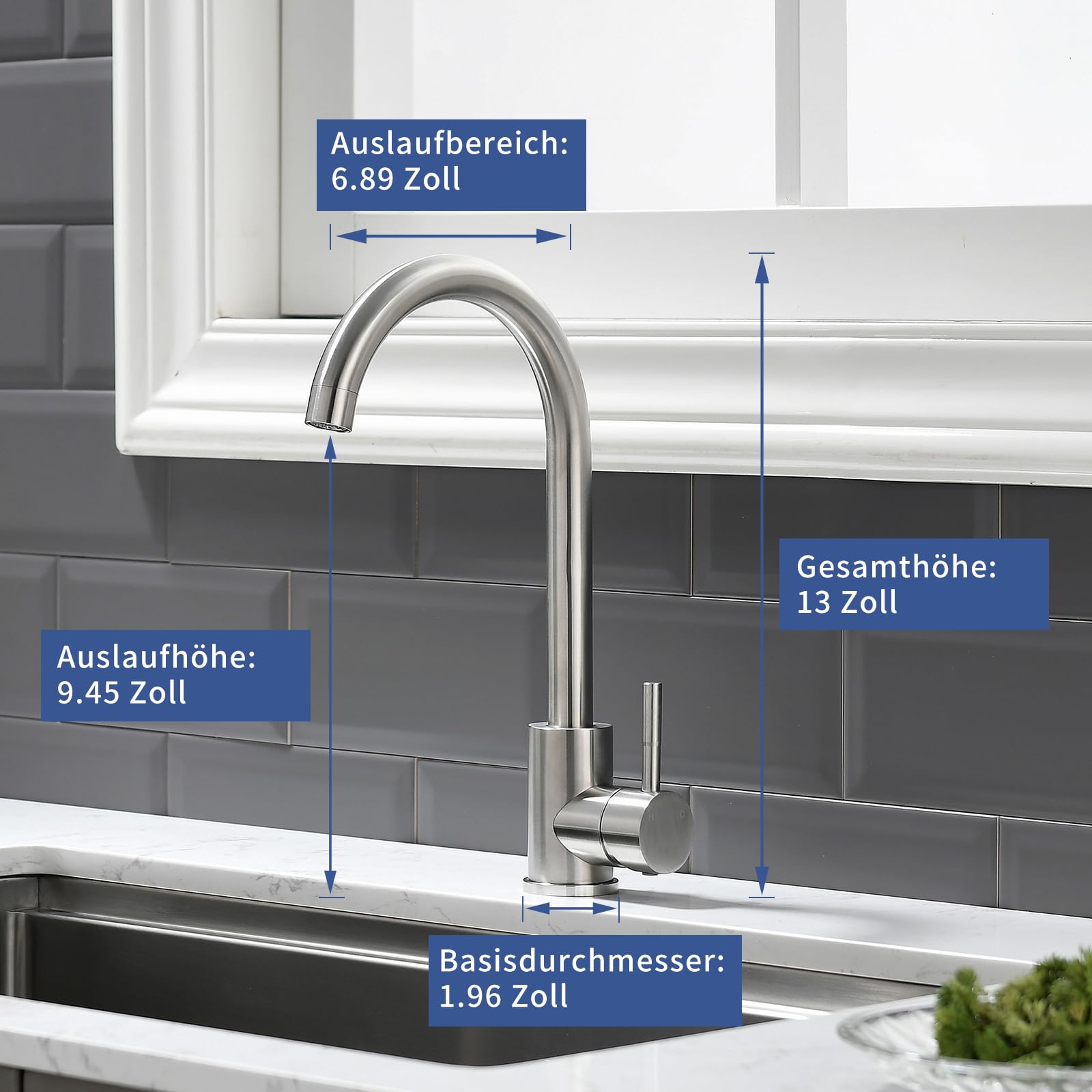 AIMADI Robinet de Cuisine Miigeur Cuisine Mono Commande Rotation 360° Robinet Évier Modern Design Inox 304 Nickel Brossé