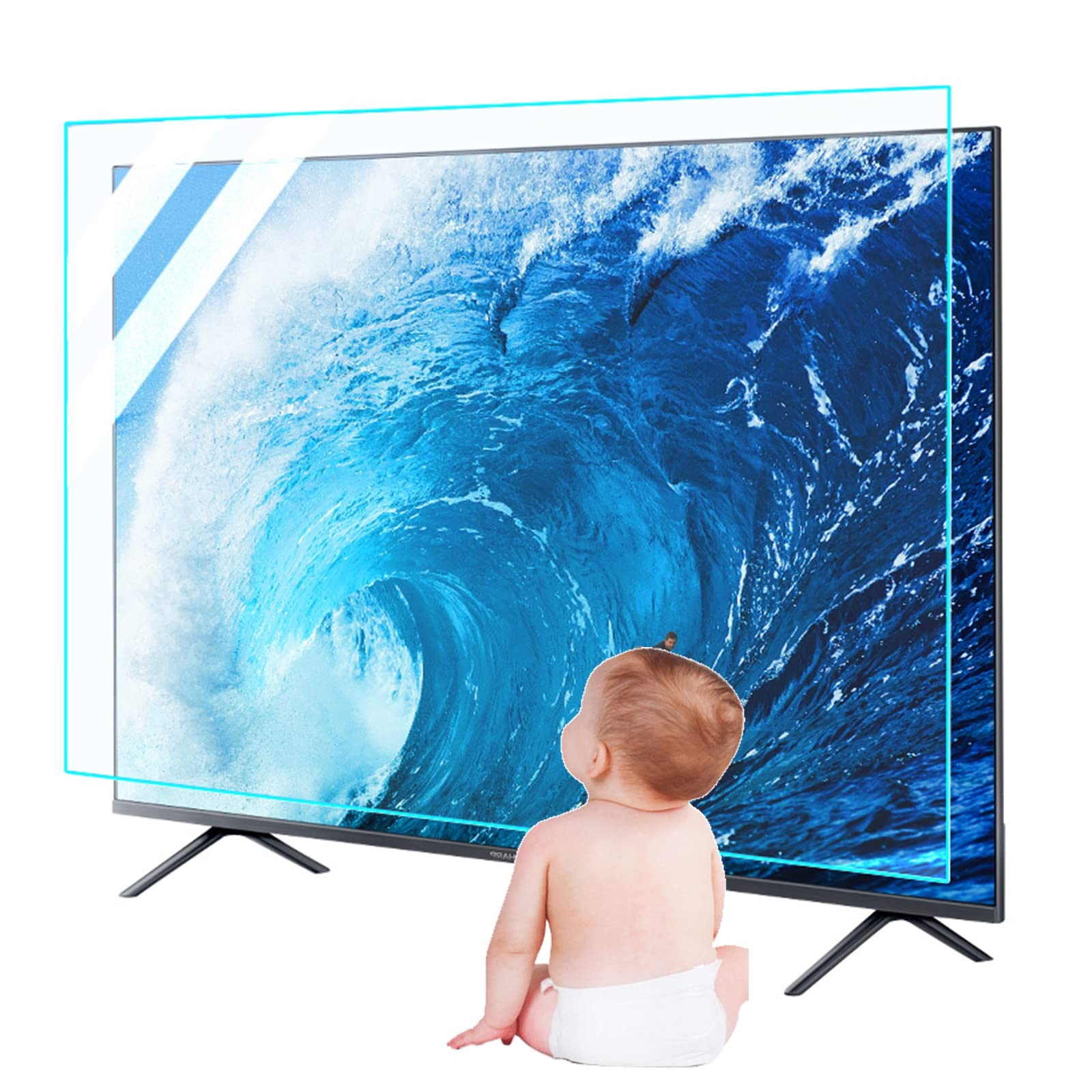 AIZYR Ochraniacz ekranu telewizora, anty-niebieskie światło matowy ekran telewizora filtr folia antyrefleksyjna do 90% łagodzi zmęczenie oczu i sen lepiej, 32 w 704 x 395 mm