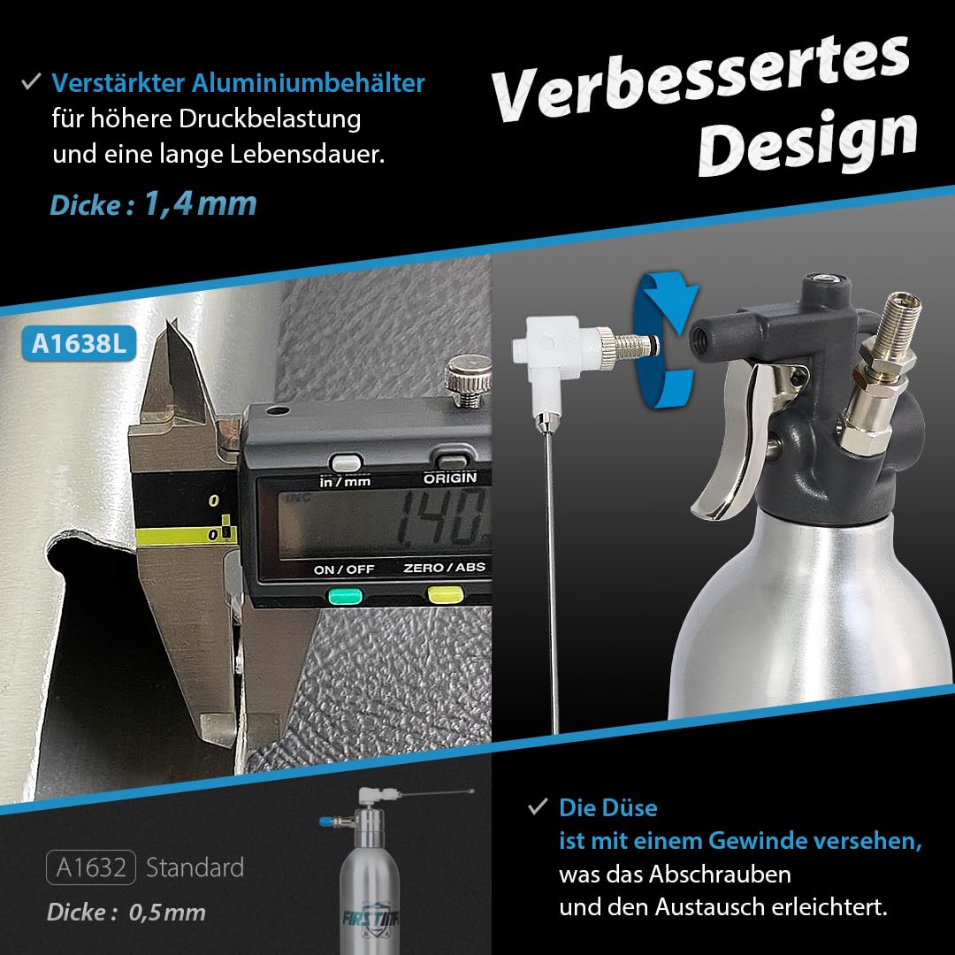 FIRSTINFO Bremsenreiniger Sprühflasche 1L Alu Drucksprüher 140 psi A1638L