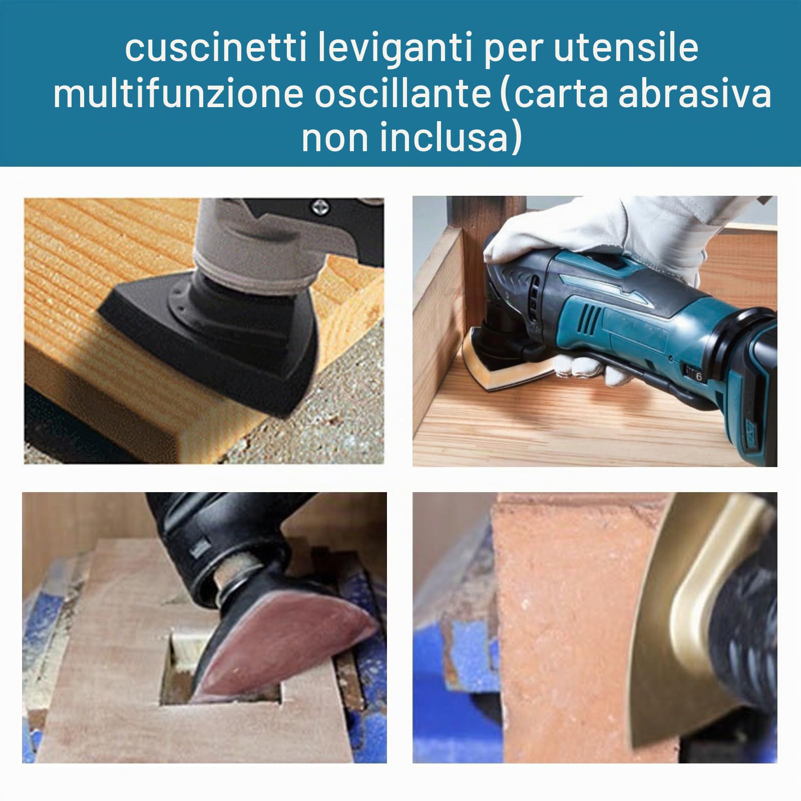 4 pezzi Delta Sander Multitool Piastra abrasiva 80 mm - Accessorio ottimale per Fein Multimaster, Bosch, Parkside, Ryobi, Worx, Workzone e altro ancora - Carta vetrata multifunzionale per utensili