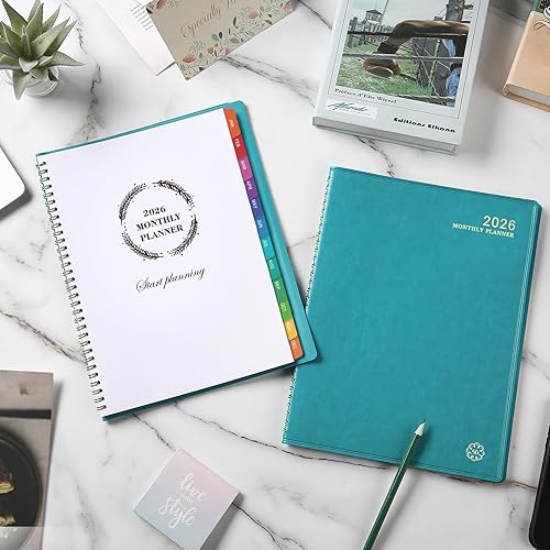 Miniatura 3 de Agenda mensual 2025-2026 – Agenda 2025-2026 de julio de 2025 a diciembre de 2026, 9 x 11 pulgadas, planificadores de cuero con pestañas y