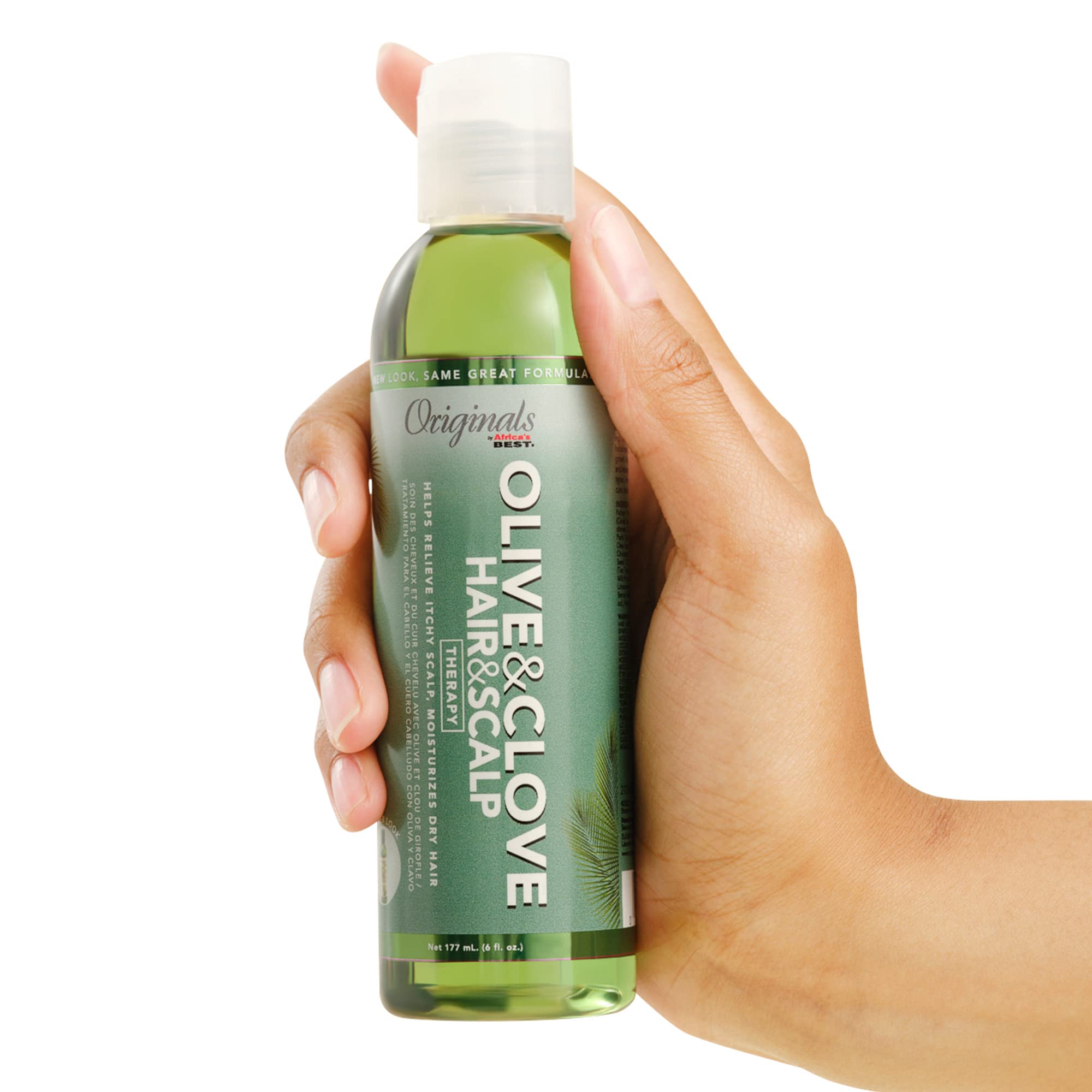 Terapia de aceite de oliva y clavo, tratamiento natural que ayuda a reparar el cabello seco, débil o quebradizo, sequedad del cuero cabelludo, picazón y descamación, 6 onzas 3