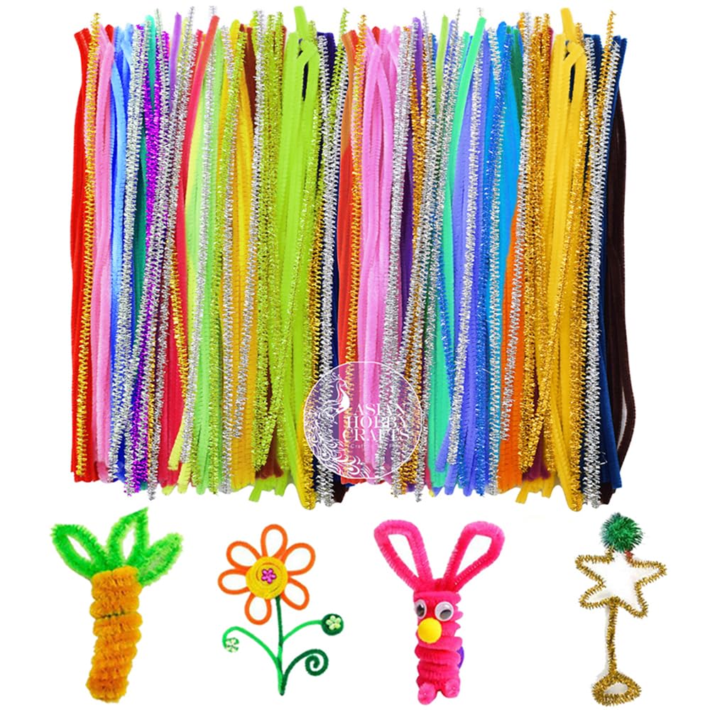 Asian Hobby Crafts Pipe Cleaners for Craft Projects, DIY Accessory, Scrapbooking & Creative Activities|100 Pieces | MultiColor | Size-12 inch