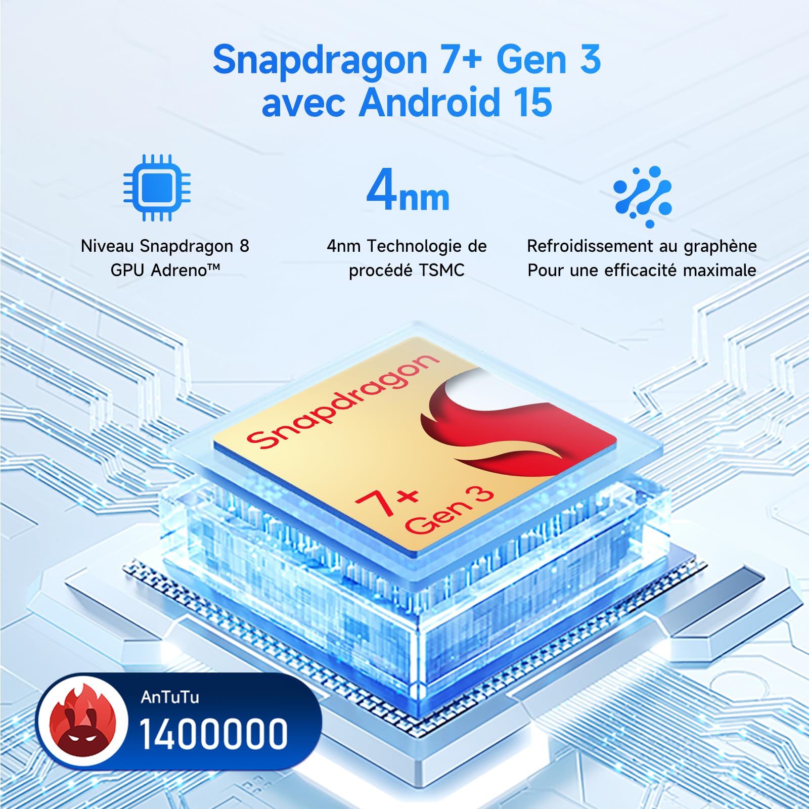 ALLDOCUBE Tablette 13 Pouces,Tablette Android 15000mAh Compatible avec l'IA | Tablette de jeu Snapdragon 7+ Gen 3, 24Go RAM+256Go ROM, 8 haut-parleurs avec audio DTS, Wi-Fi 6/BT 5.4/2880x1840 à 144Hz