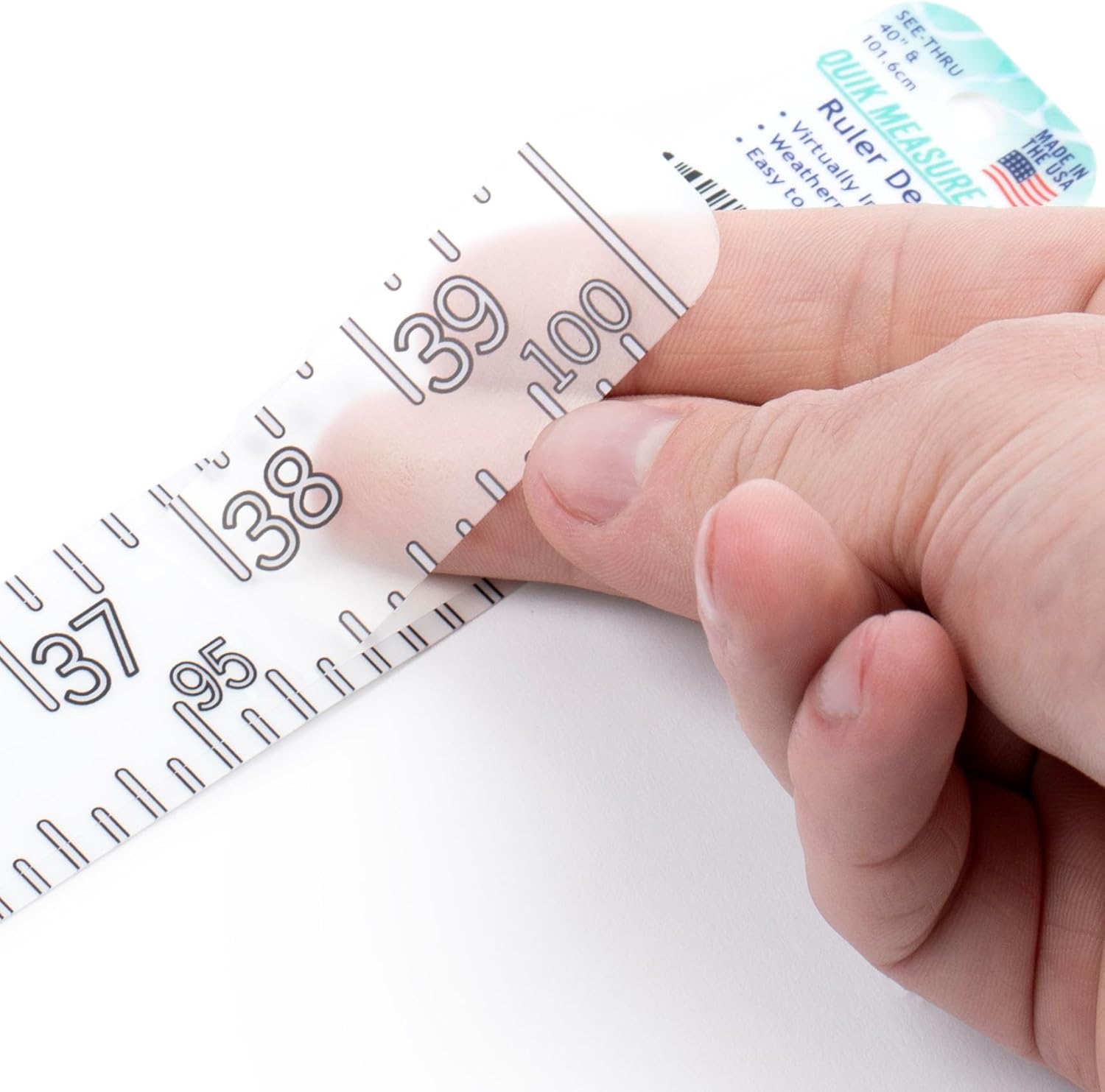 40" / 100cm Ruler Sticker | Dual-Scale Adhesive Measuring Tape Decal | Imperial & Metric | Made in USA | Weather & Waterproof | Easy-to-Read Oversized Markings | Transparent Design