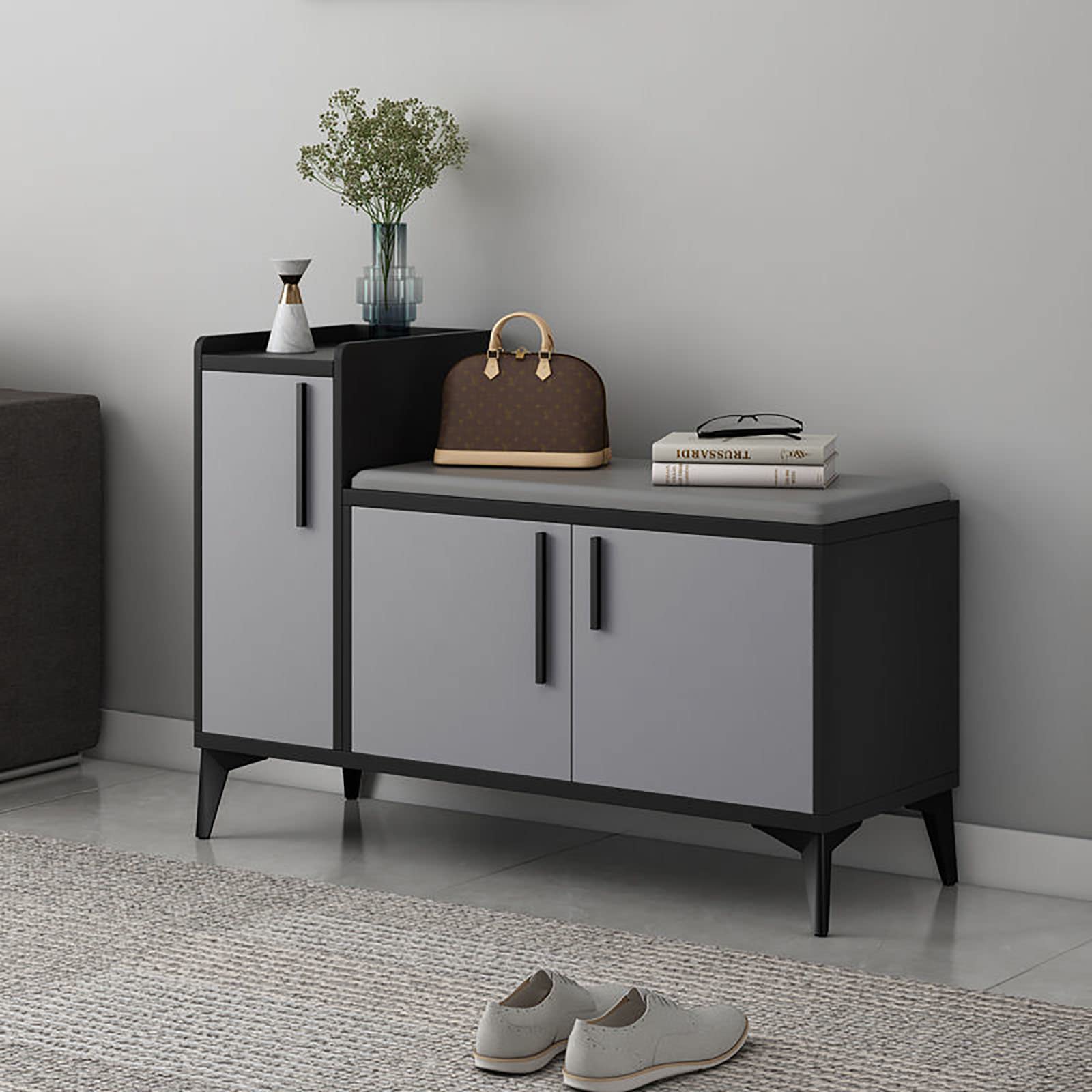 Meuble d'entrée pour petit espace avec banc à chaussures intégré