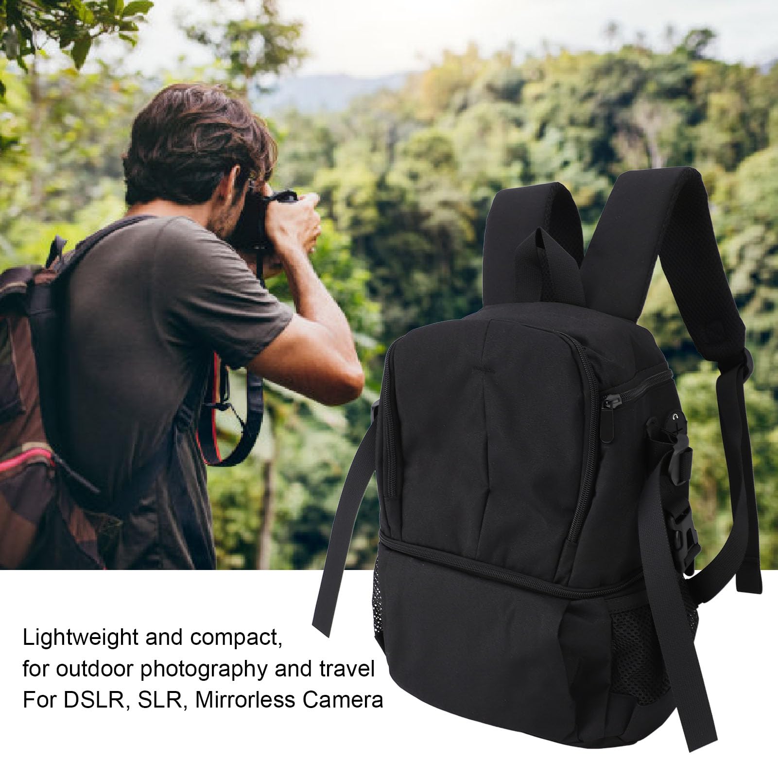 Zaino per fotocamera da viaggio Borsa a doppia spalla EVA per fotocamere reflex mirrorless fotografia (negro)
