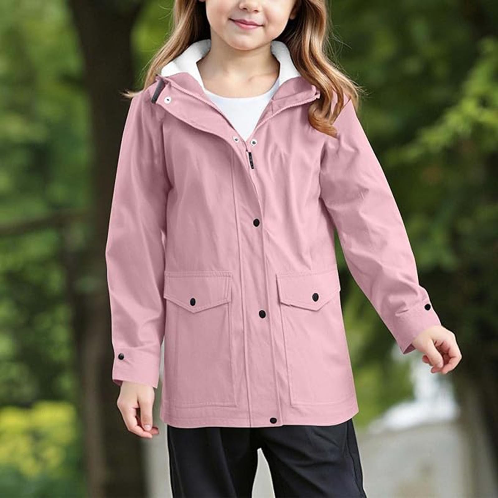Kinder Regenjacke wasserdicht Jungen und Mädchen ultraleichte Windbreaker Übergangsjacke Atmungsaktiv Softshelljacke Mit Kapuze Und Taschen Reißverschluss Verstellbare Regenmantel Für Schule Camping