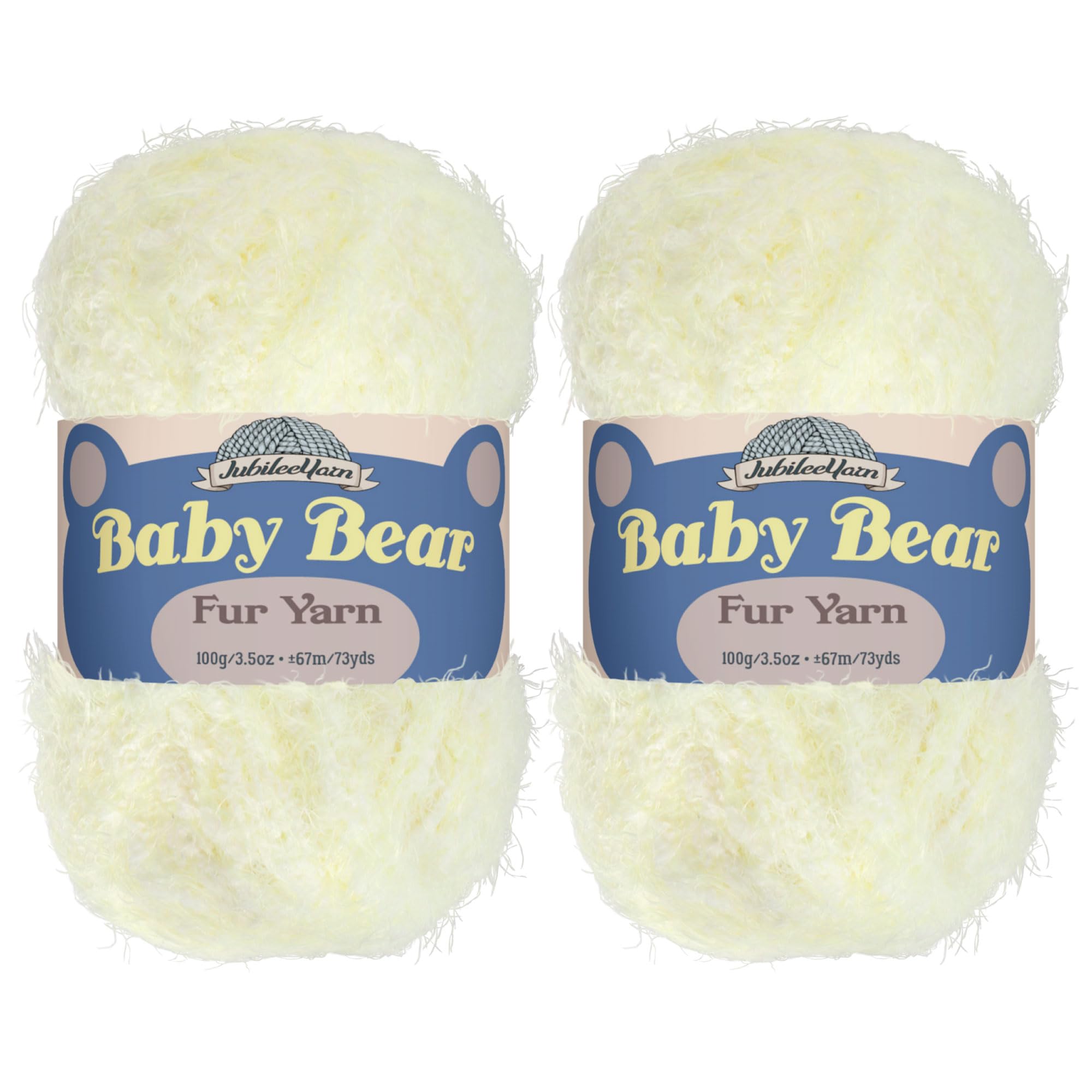JubileeYarn Baby Bear Yarn - Chunky Weight Polyester Fur - 100g/Skein - Ivory - 2 Skeins
