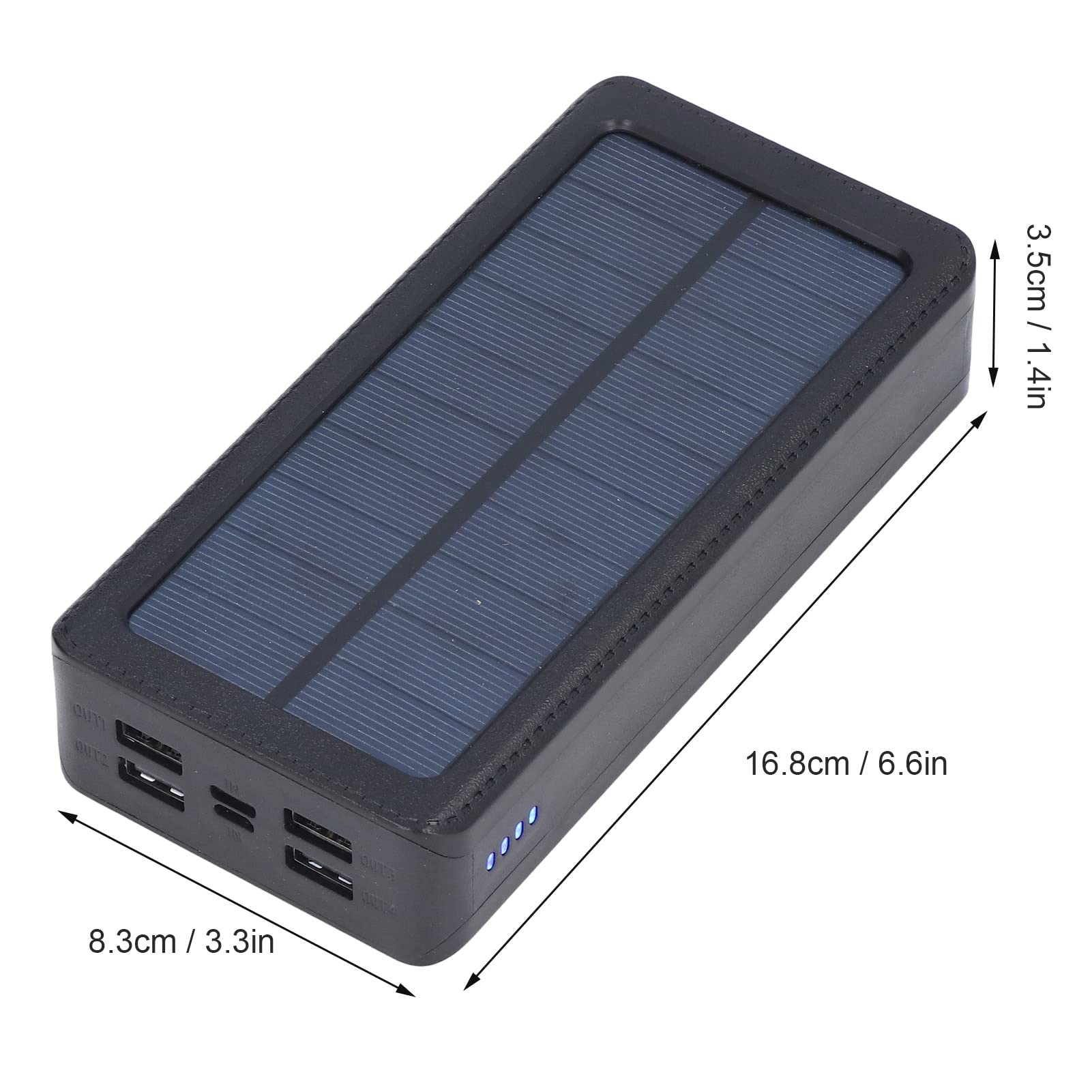Power Bank Portatile, Power Bank Solare 32 LED 30000 MAh Power Bank di Grande capacità 4 USB Ricarica Rapida Campeggio Antipolvere all'aperto, Caricabatterie per Telefoni