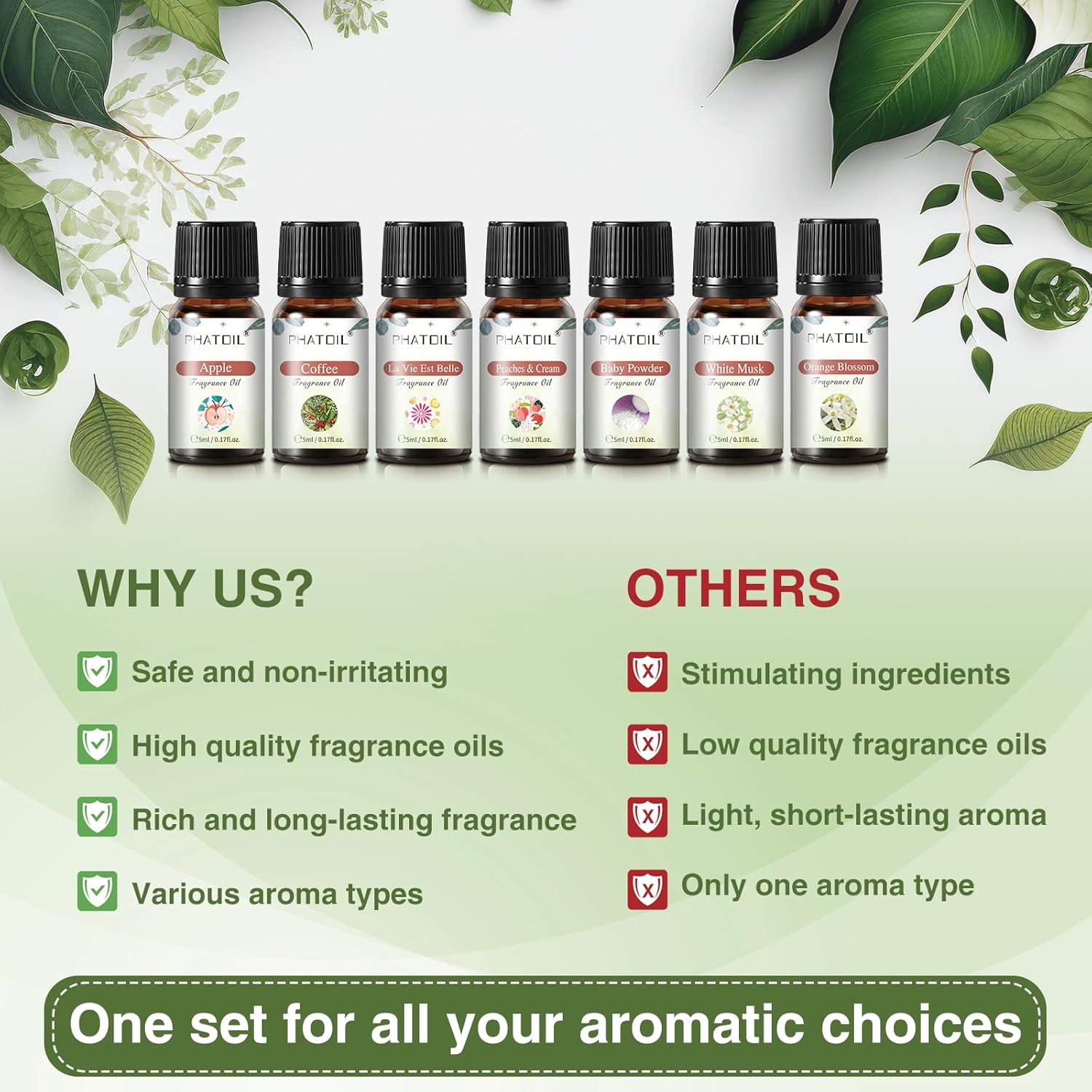 PHATOIL 3.38FL.OZ Coconut & Vanilla Fragrance Oils and 20 Pcs Fragrance Oils Set for Humidifier