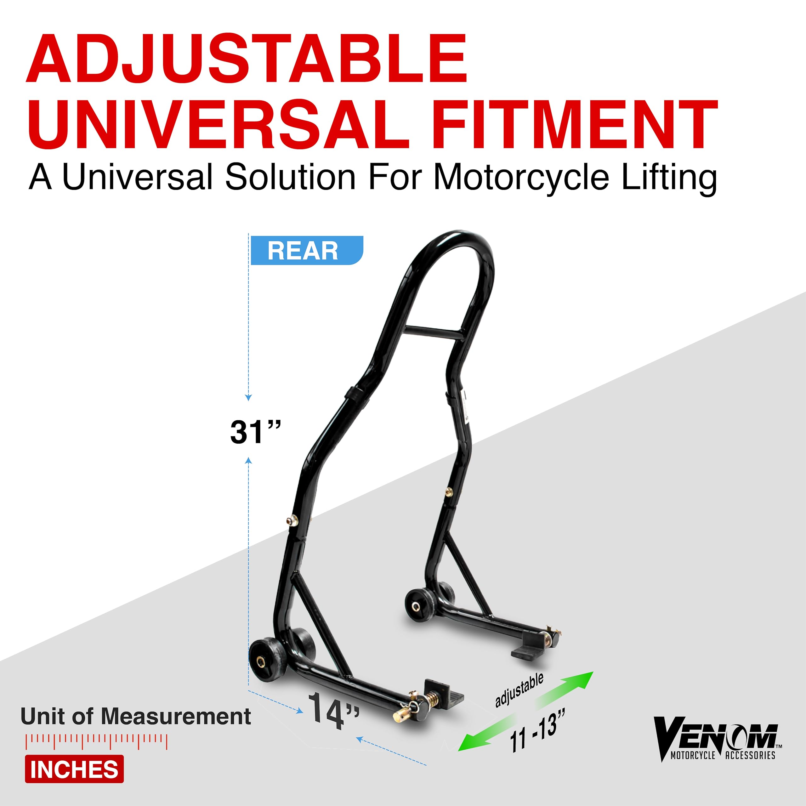 『HAMI VEN BLACK×SILVER』 Venom Motorcycle Rear Wheel Swingarm Paddle Lift Stand for