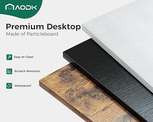 Miniatura 8 de AODK Escritorio de trabajo para computadora, escritorio de oficina de 48 pulgadas con tomas de corriente, mesa de estudio con cajón y bandeja para