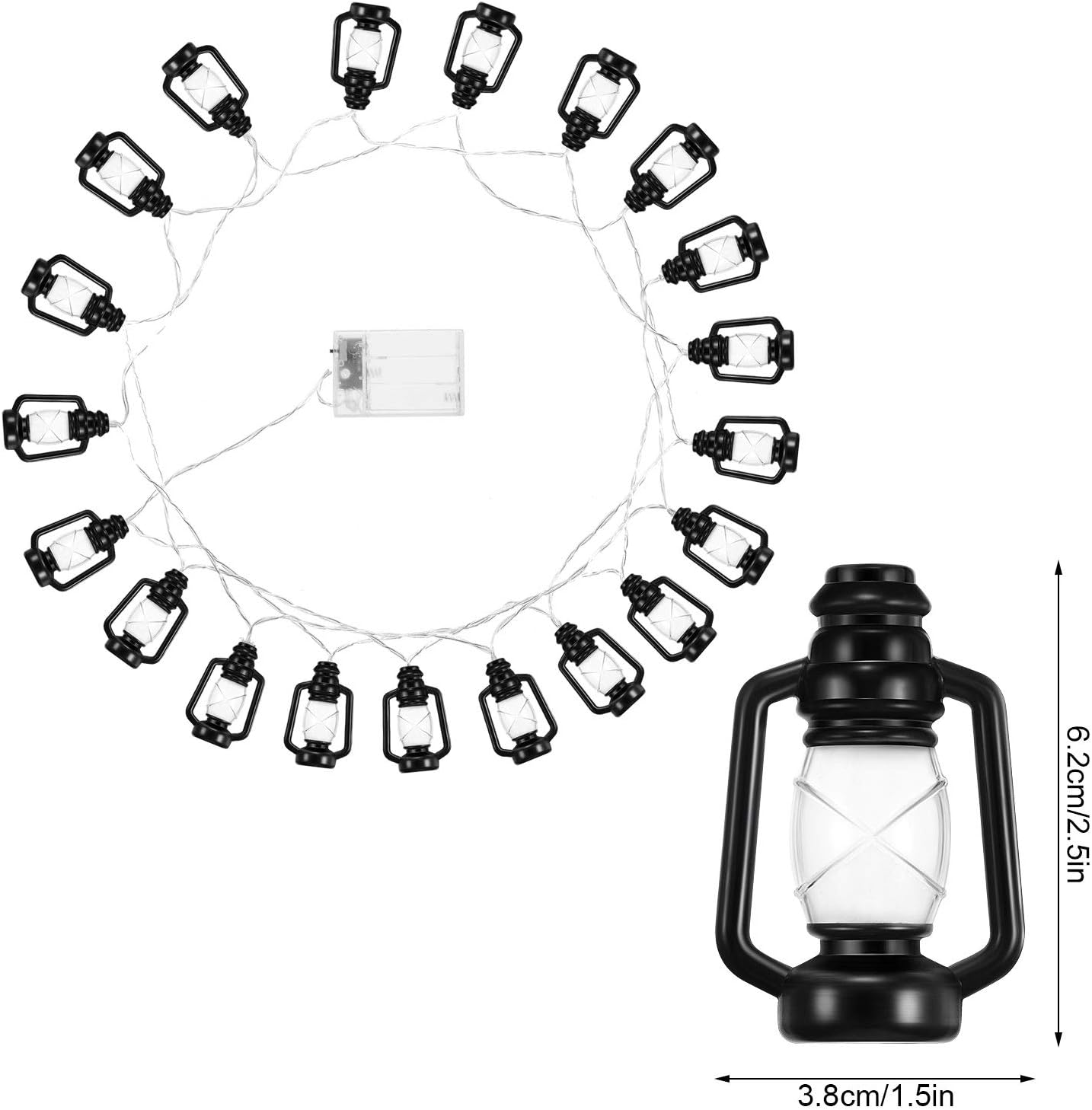 2 Set Lantern String Lights 9.8ft of 40 LED Lights Halloween Mini Lantern String Light Western Kerosene Light Rustic Vintage Christmas Decorative for Patio Home Garden Indoor Holiday Decoration(Black)