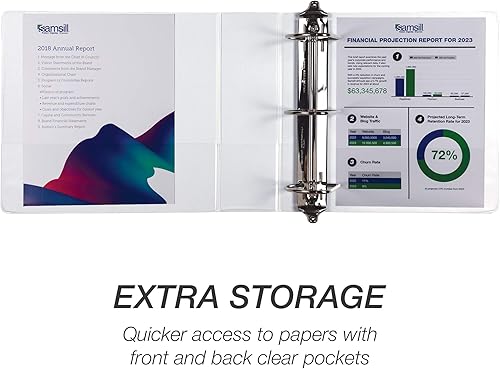 Vista 148 de Samsill Carpeta duradera de 1.5 pulgadas, fabricada en los Estados Unidos, carpeta de anillos en D, carpeta transparente personalizable, surtido