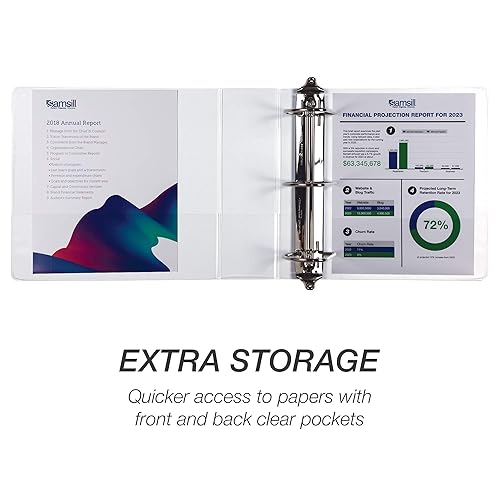 Vista 137 de Samsill Carpeta duradera de 1.5 pulgadas, fabricada en los Estados Unidos, carpeta de anillos en D, carpeta transparente personalizable, color Negro