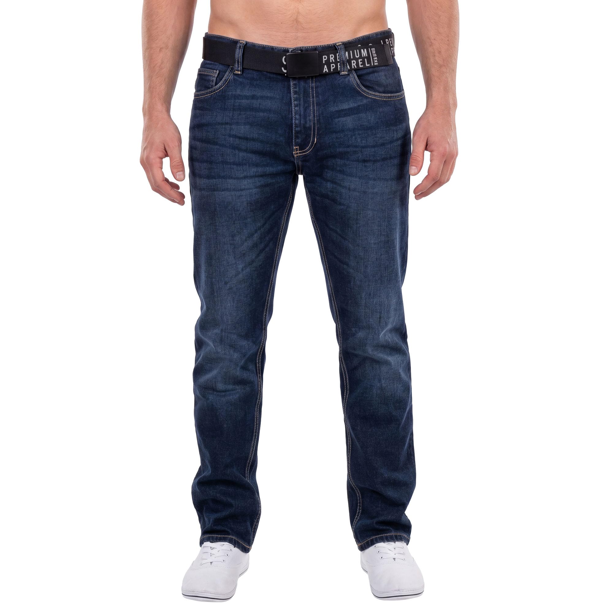 SMITH & JONES Men's Casual Hardwearing Regular Fit Denim Jeans - Blue, 36W x 32L