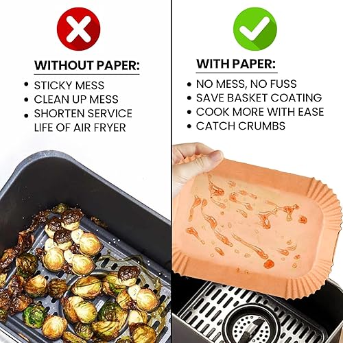 Miniatura 2 de Forro de papel desechable para freidora de aire, 125 forros de papel pergamino, antiadherentes, sin blanquear, a prueba de agua y aceite, para