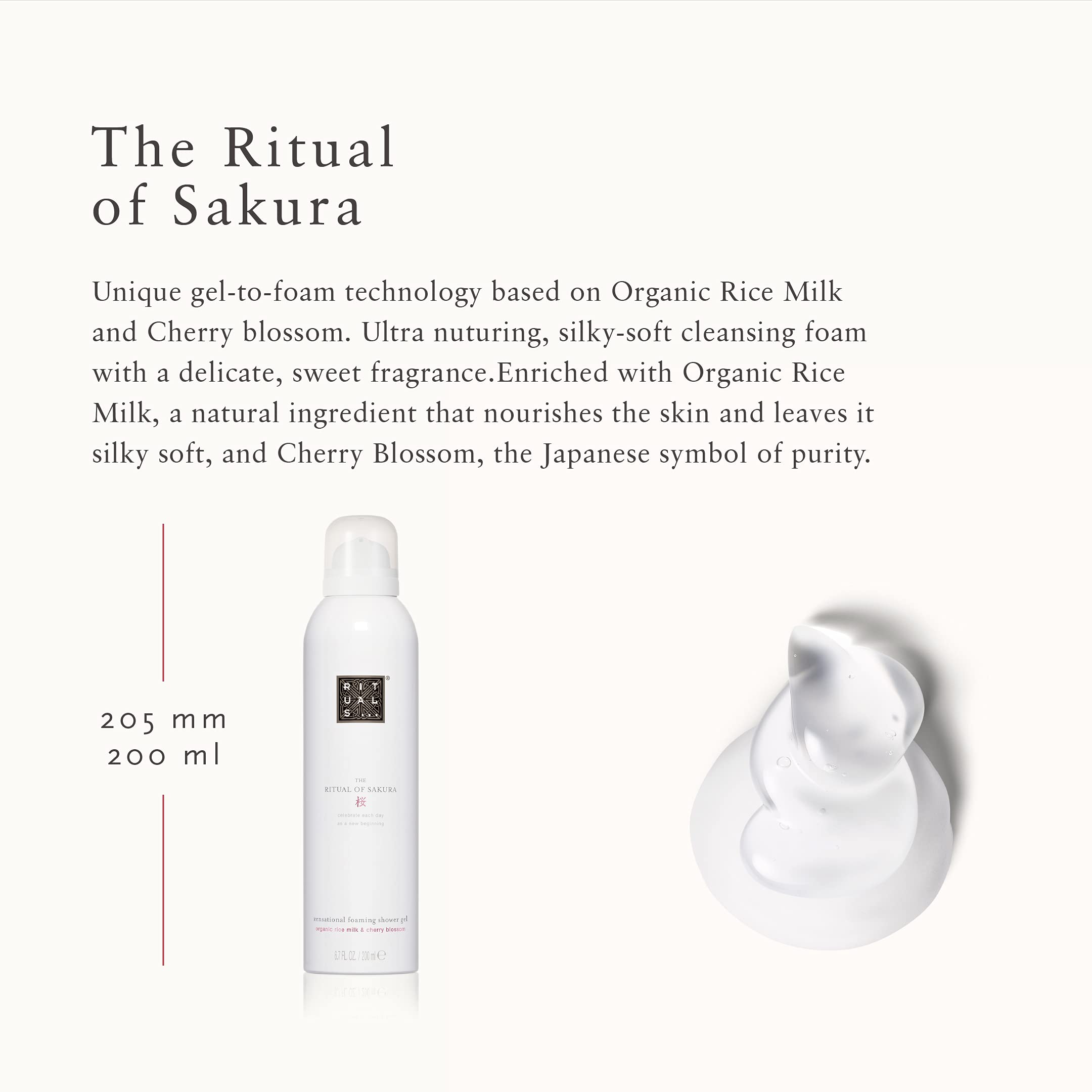 RITUALS Foaming Shower Gel from The Ritual of Sakura, 200 ml With Rice Milk & Cherry Blossom